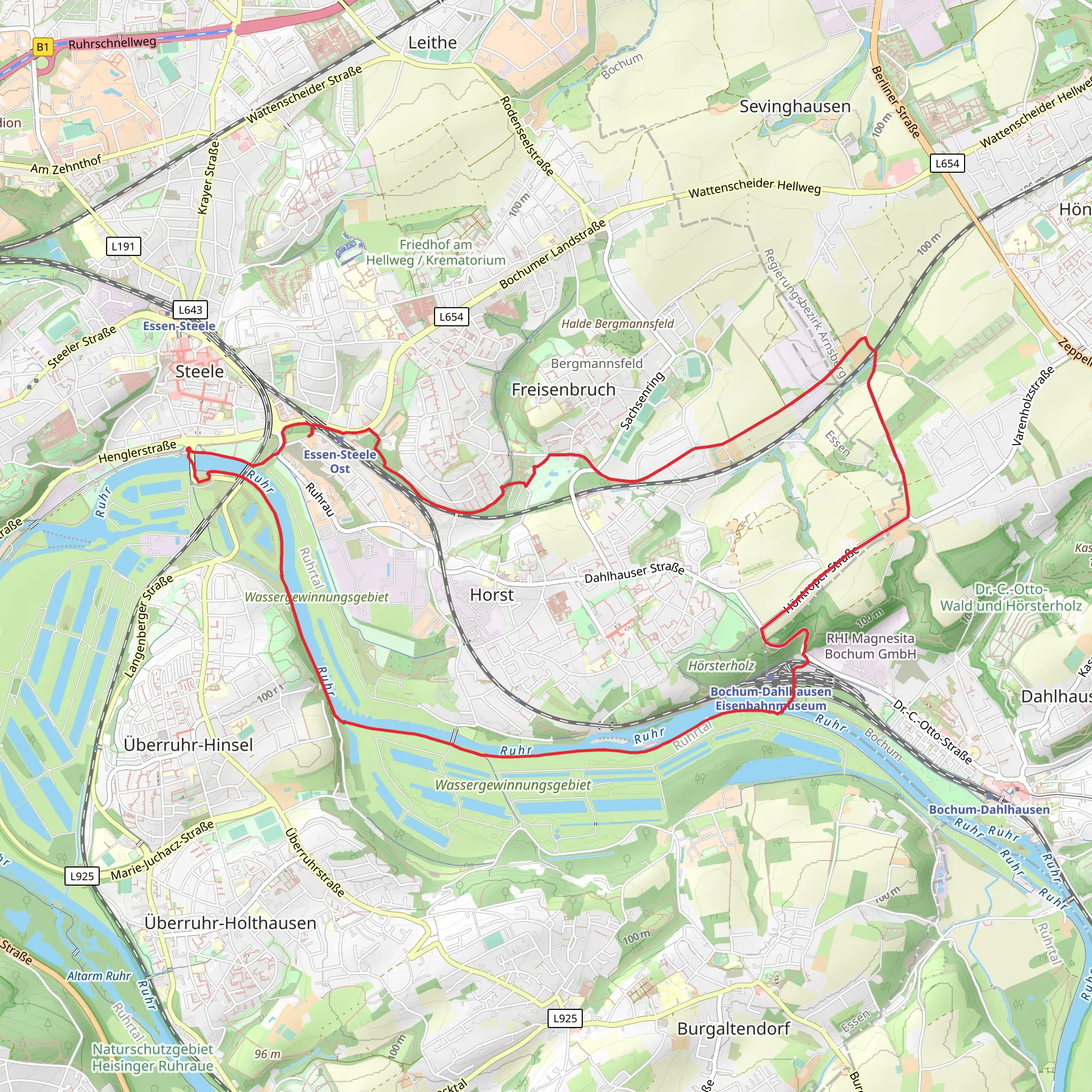 Ruhr via Wichteltal Höntroper Straße mobile static map
