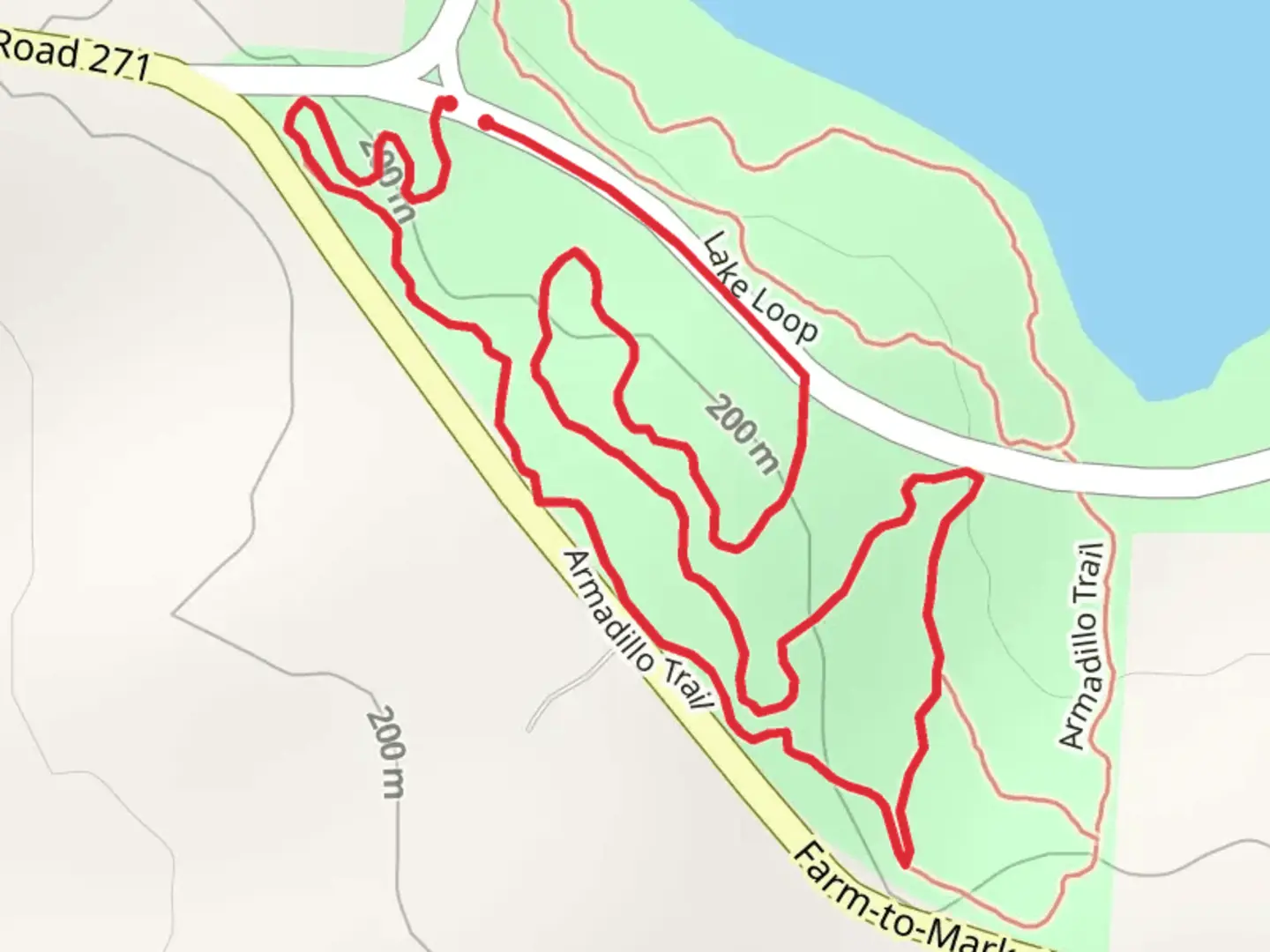An image depicting the trail Armadillo Loop Trail and its surrounding area.