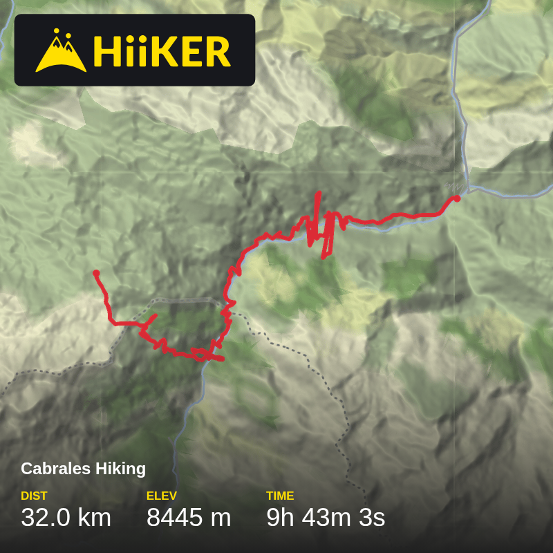 A map preview of the recording Cabrales Hiking.