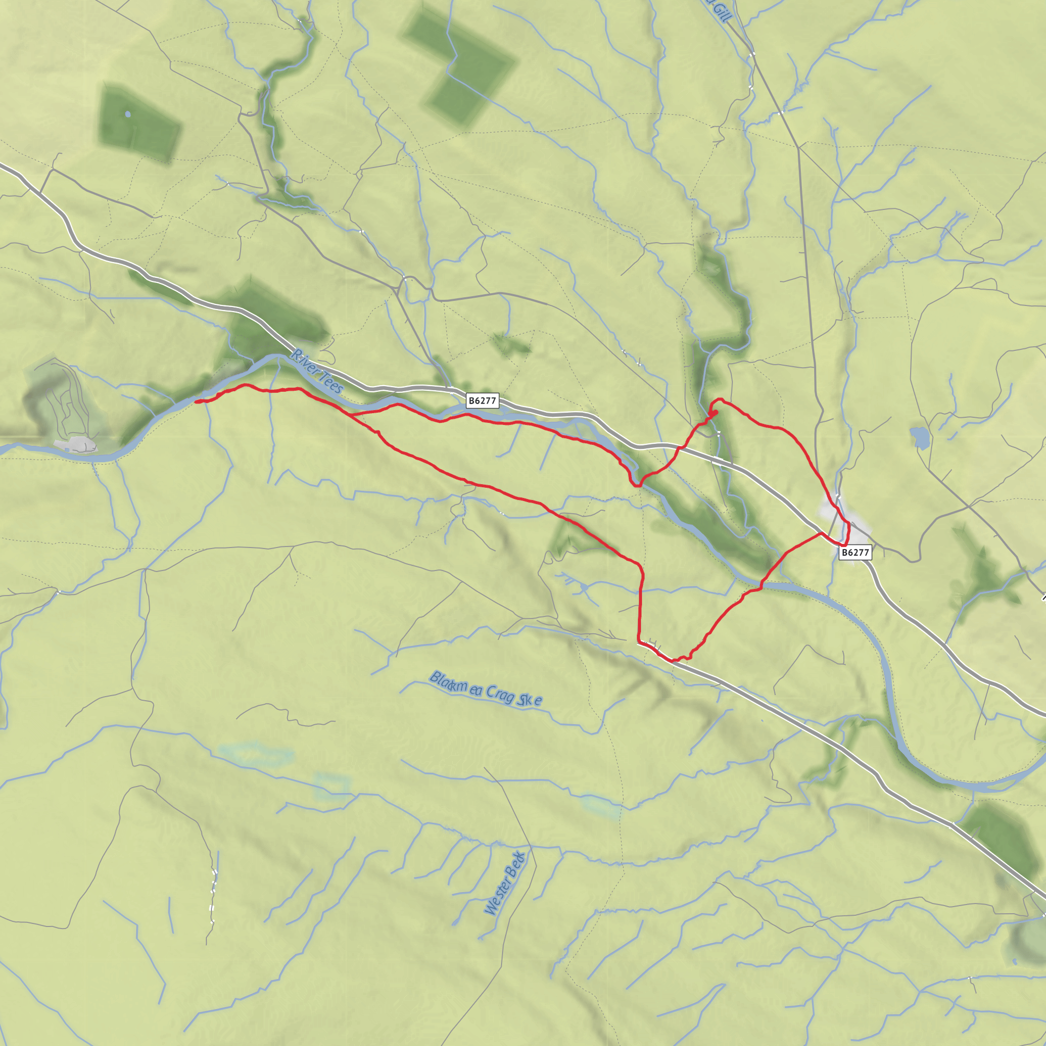 Bowlees Visitor Centre, High Force and Low Force Loop mobile static map