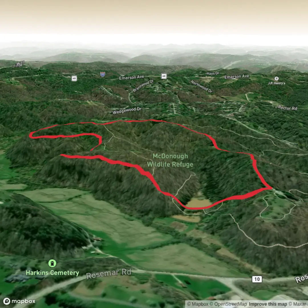 An image depicting the trail White Tail Trail and Main Trail Loop and its surrounding area.