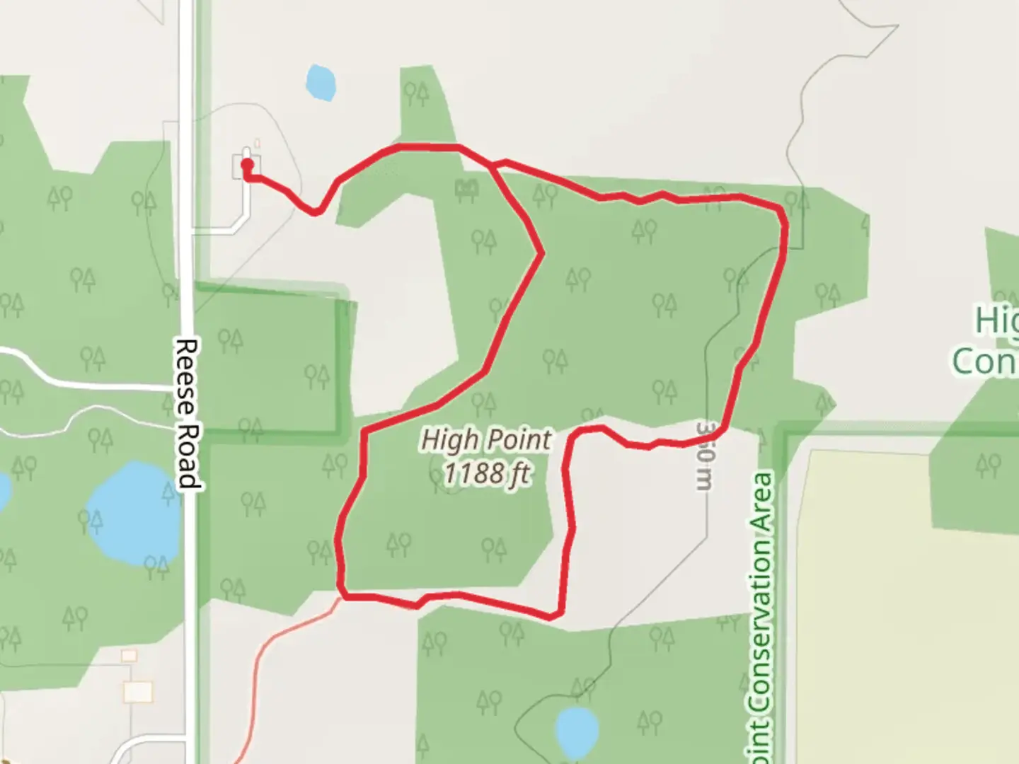 An image depicting the trail High Point Loop and its surrounding area.