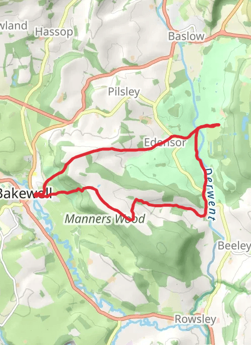 Hike on Bakewell - Edensor - Chatsworth Long Route mobile static map
