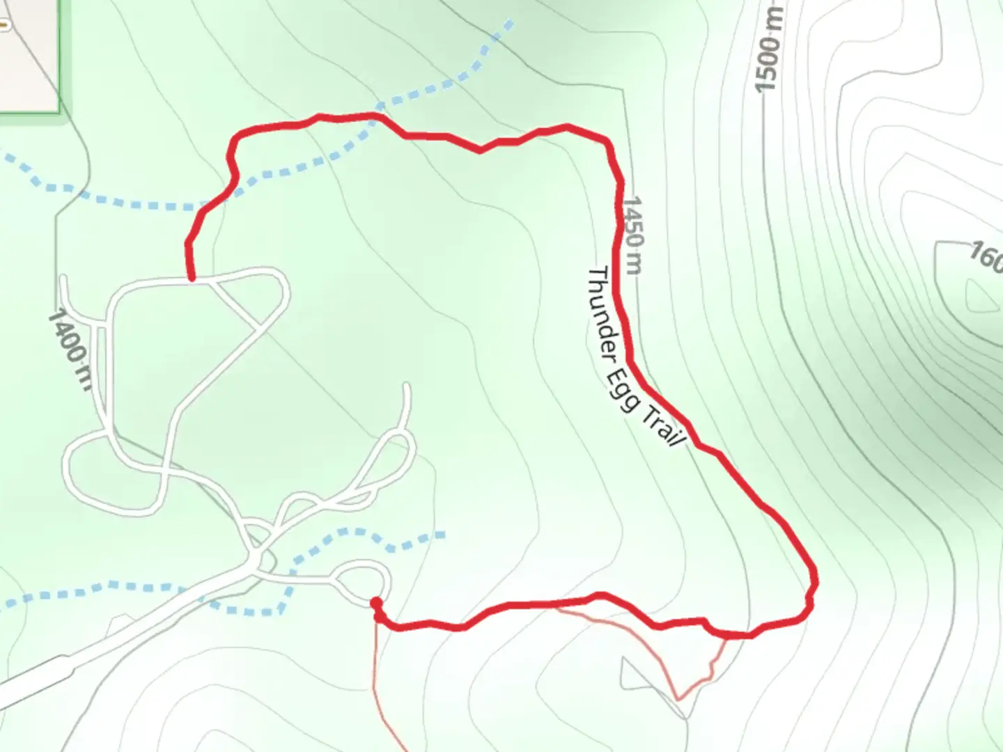 An image depicting the trail Thunder Egg Trail and its surrounding area.
