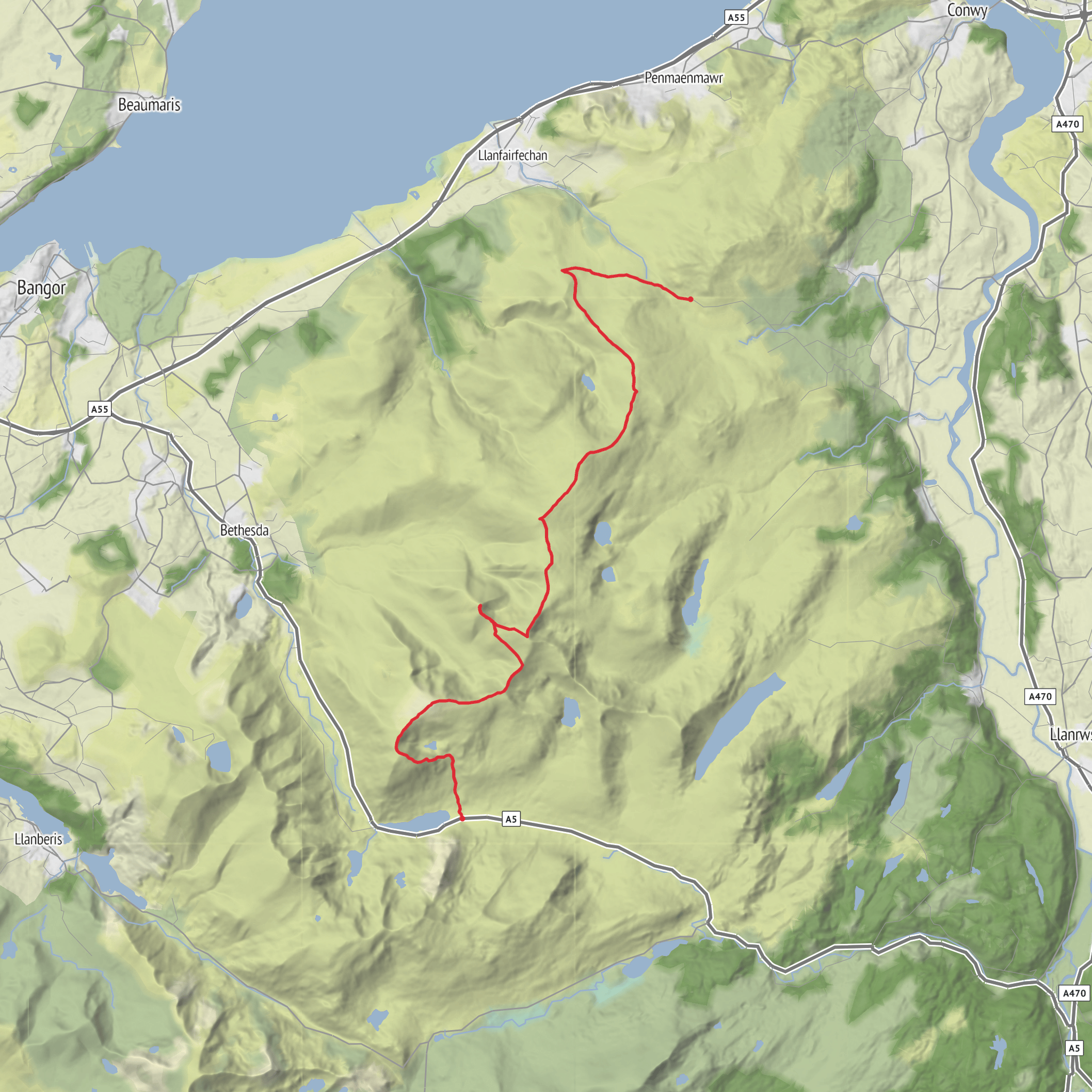 Carneddau Traverse mobile static map