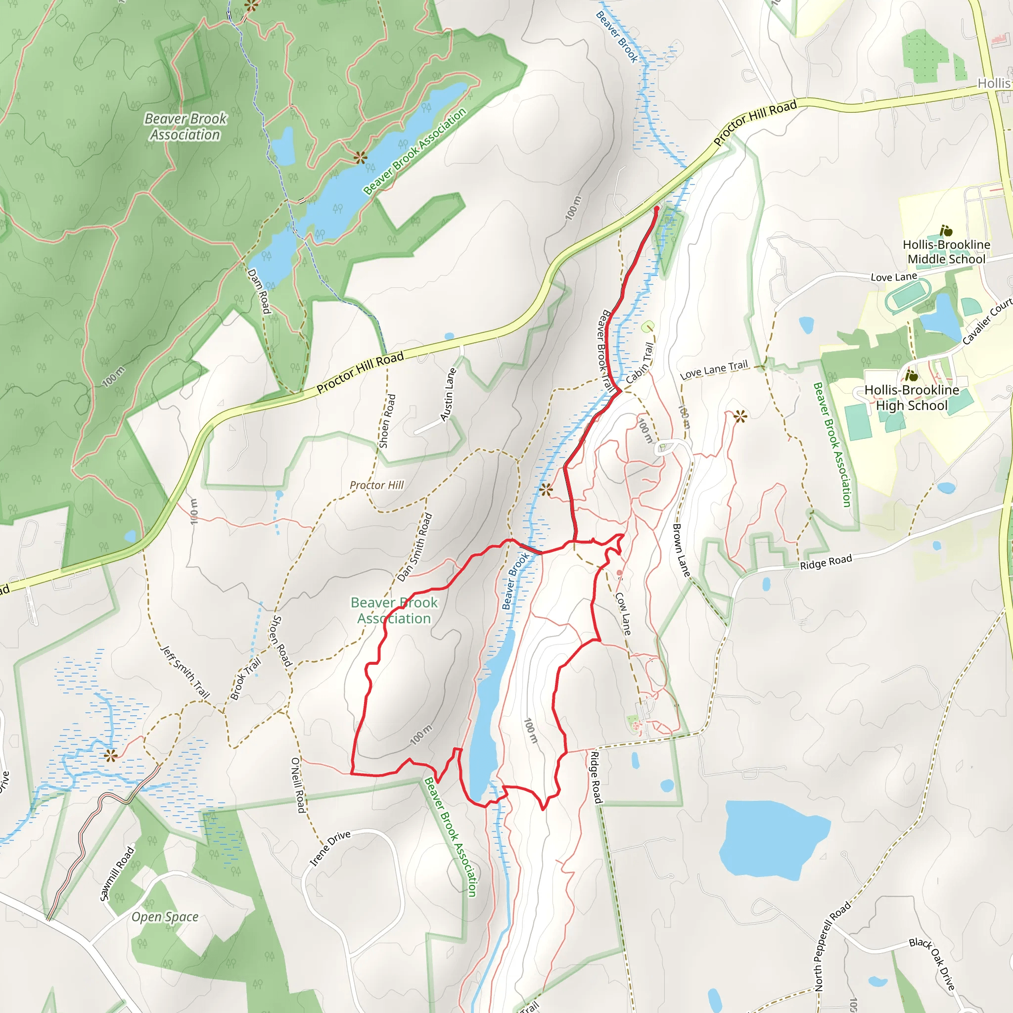 Beaver Brook and Maple Ridge Trail Loop mobile static map