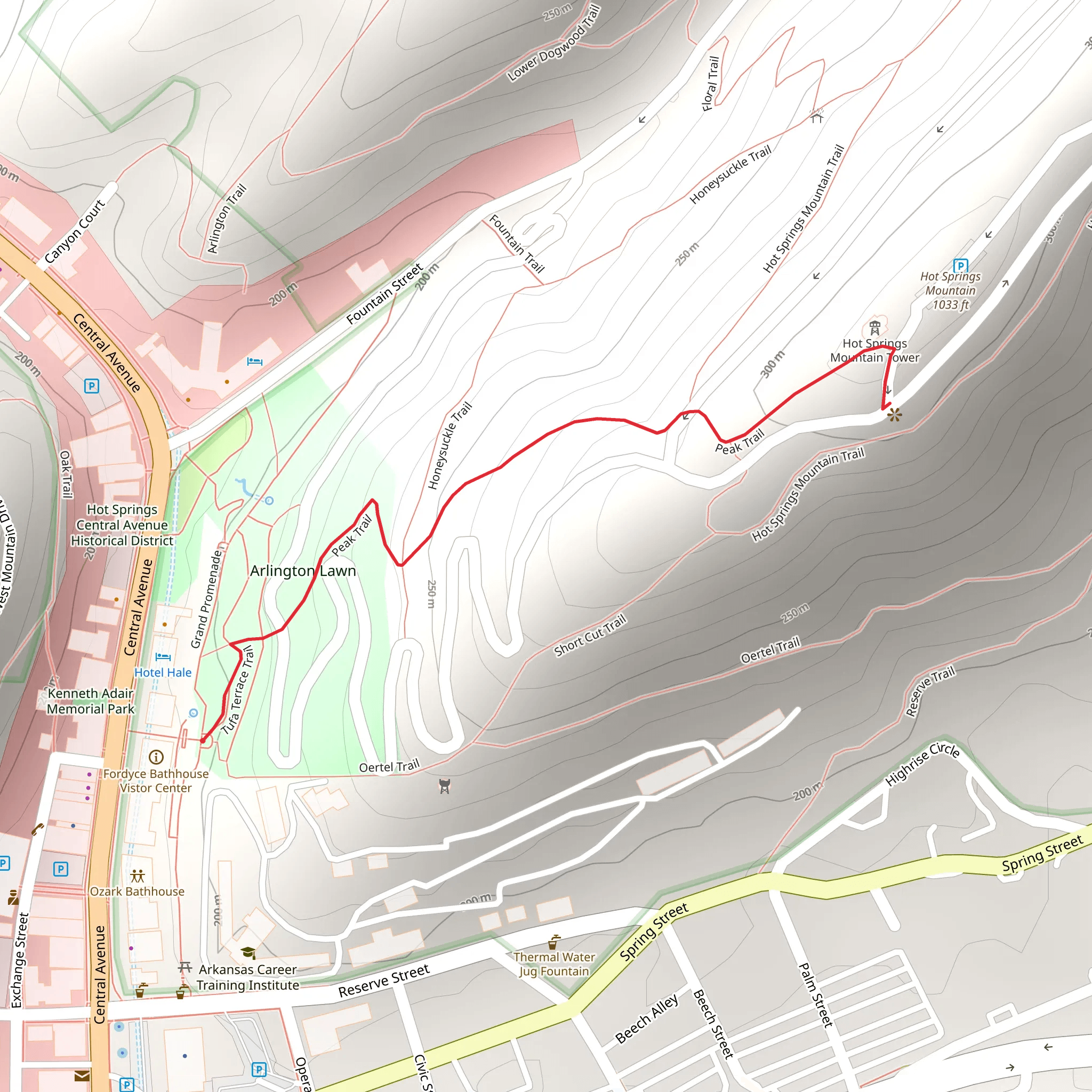 Hot Springs Mountain - Peak Trail mobile static map
