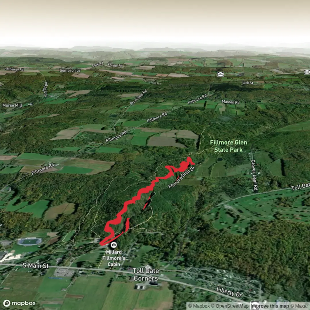 An image depicting the trail Dry Creek via Gorge Trail and North Rim Trail and its surrounding area.