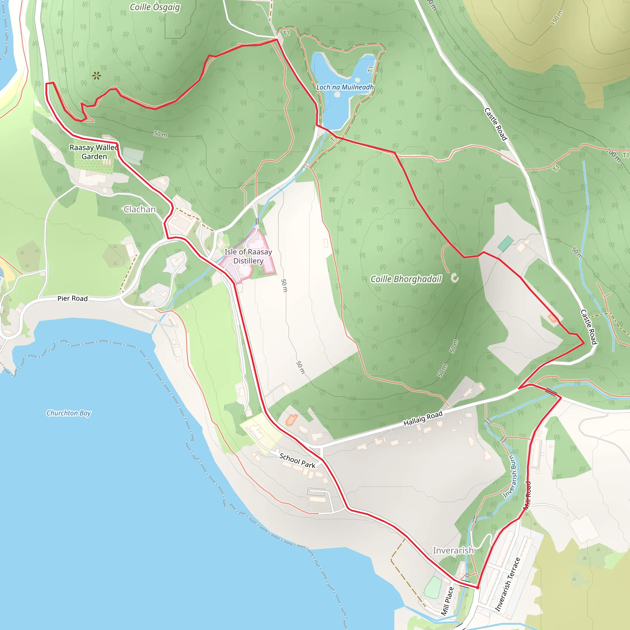 Temptation Hill and Dun Borodale Broch Loop Trail from Inverarish mobile static map
