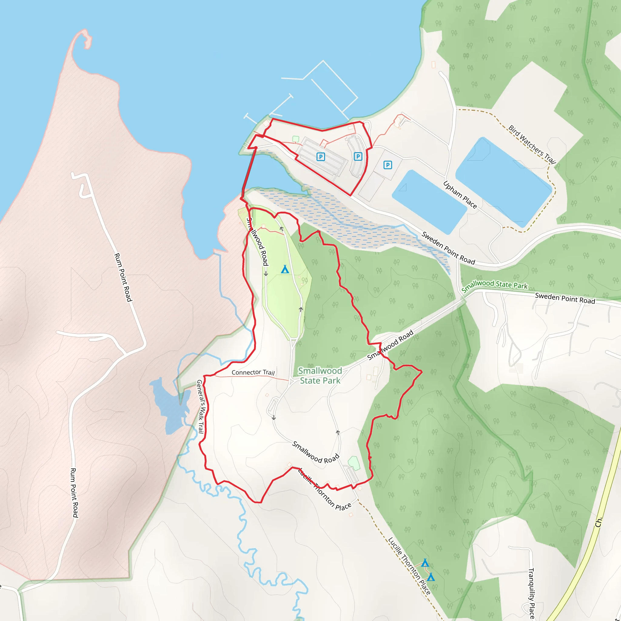 Smallwood State Park Family Campground Loop mobile static map