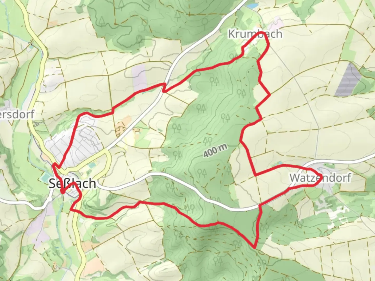 An image depicting the trail Buergerwald Rundweg and its surrounding area.