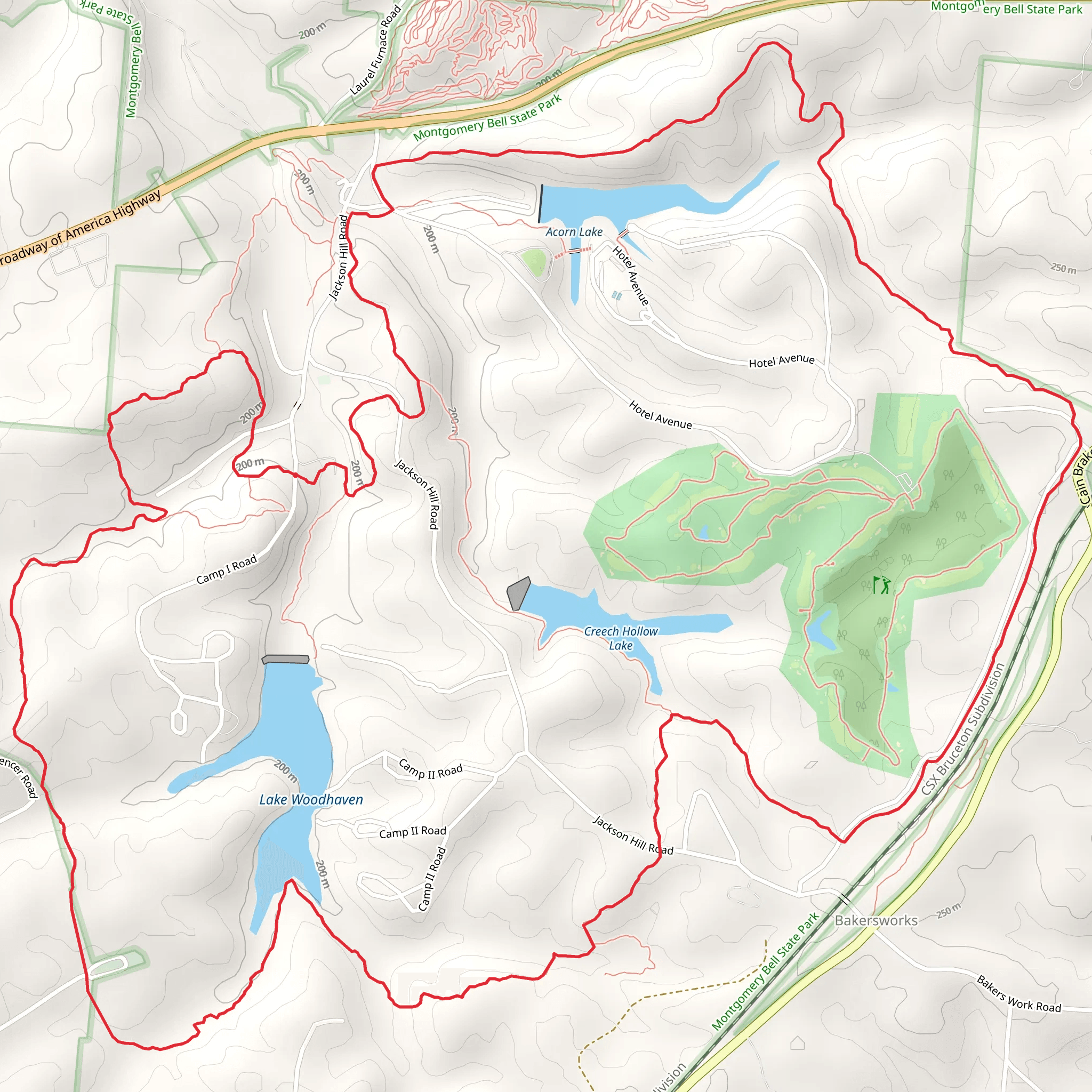 Montgomery Bell Loop Trail mobile static map