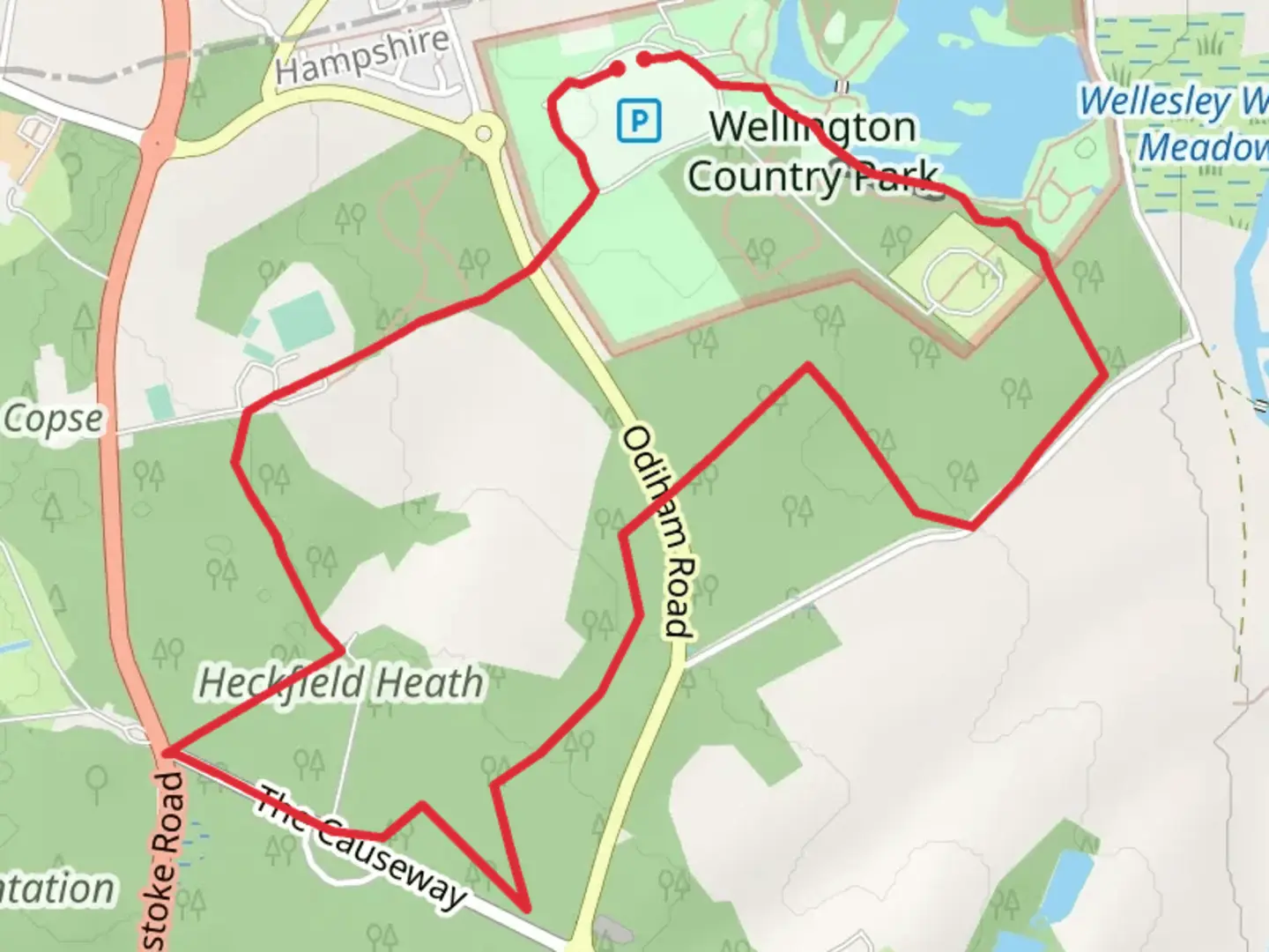 An image depicting the trail Wellington Country Park Loop and its surrounding area.