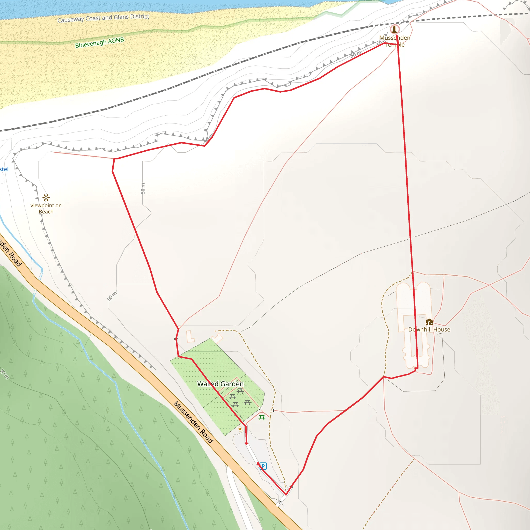 Mussenden Temple Loop mobile static map