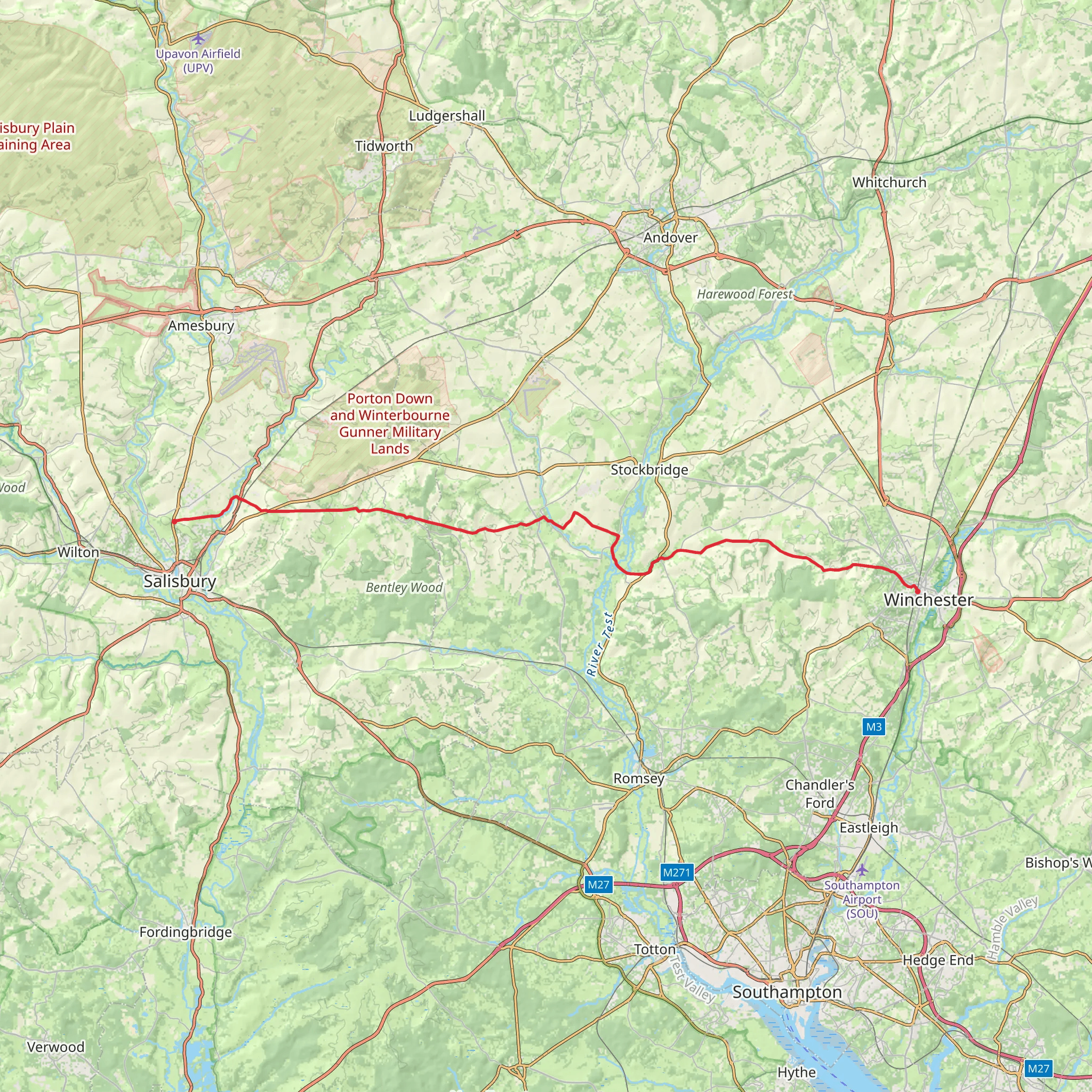 Winchester to Stratford sub Castle Walk mobile static map