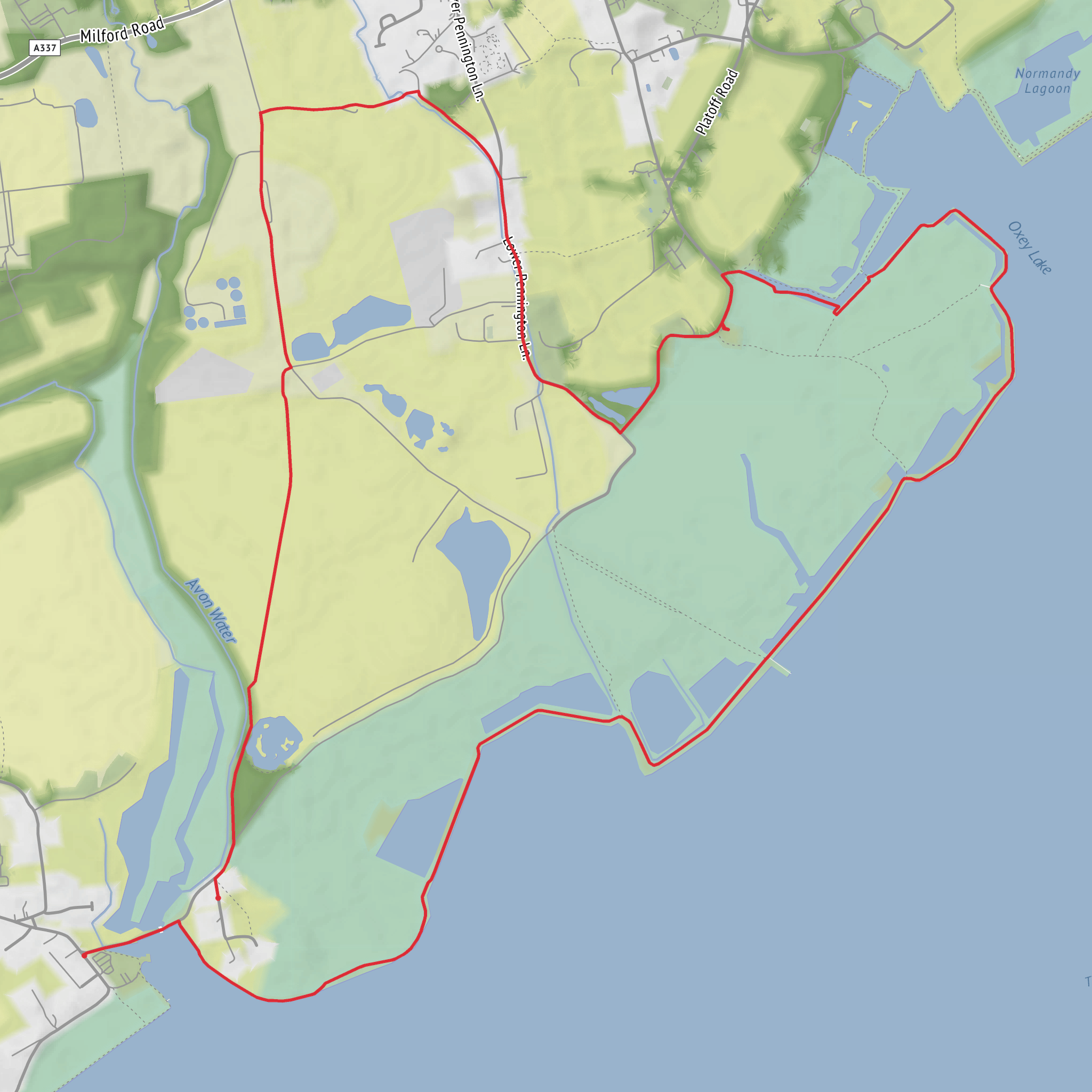 Keyhaven and Oxey Marsh Loop mobile static map