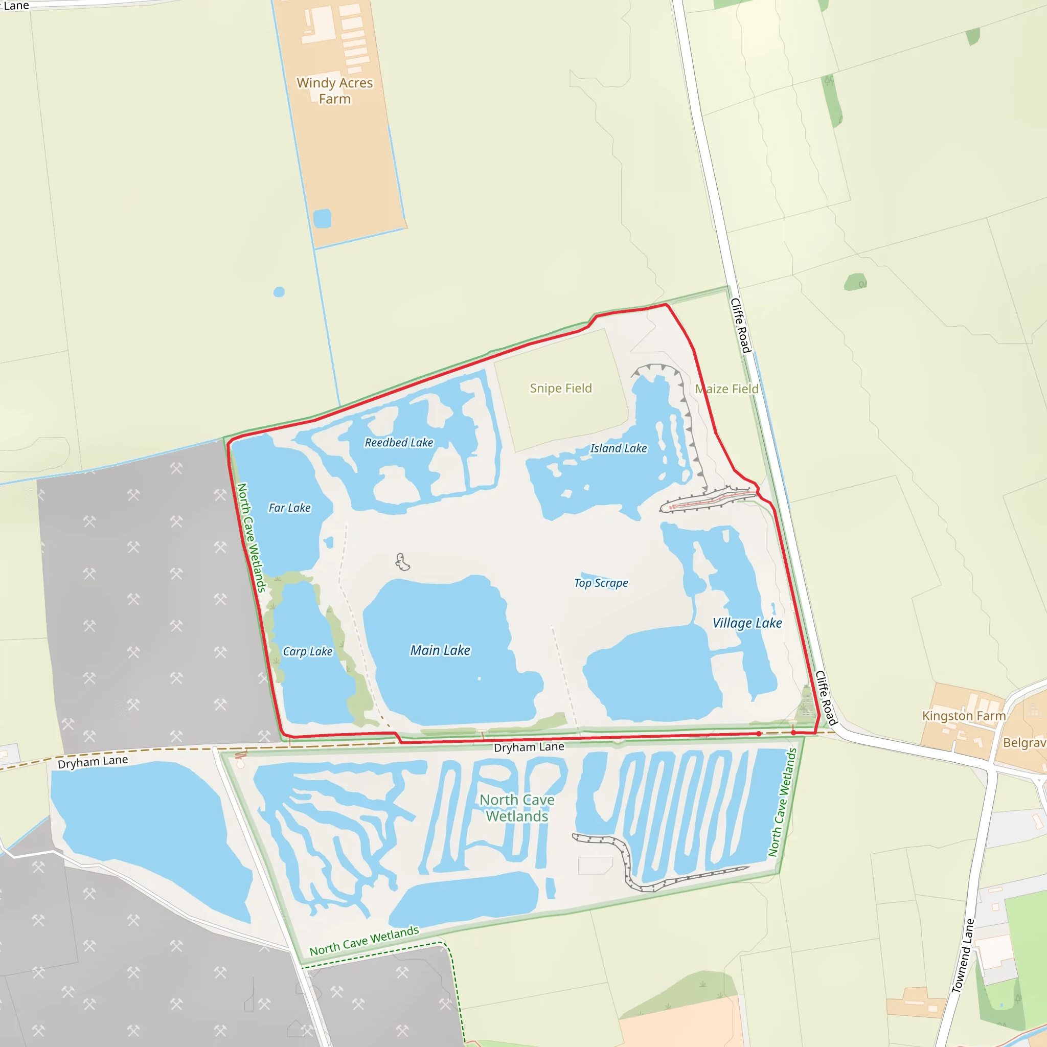 North Cave Wetlands Loop mobile static map