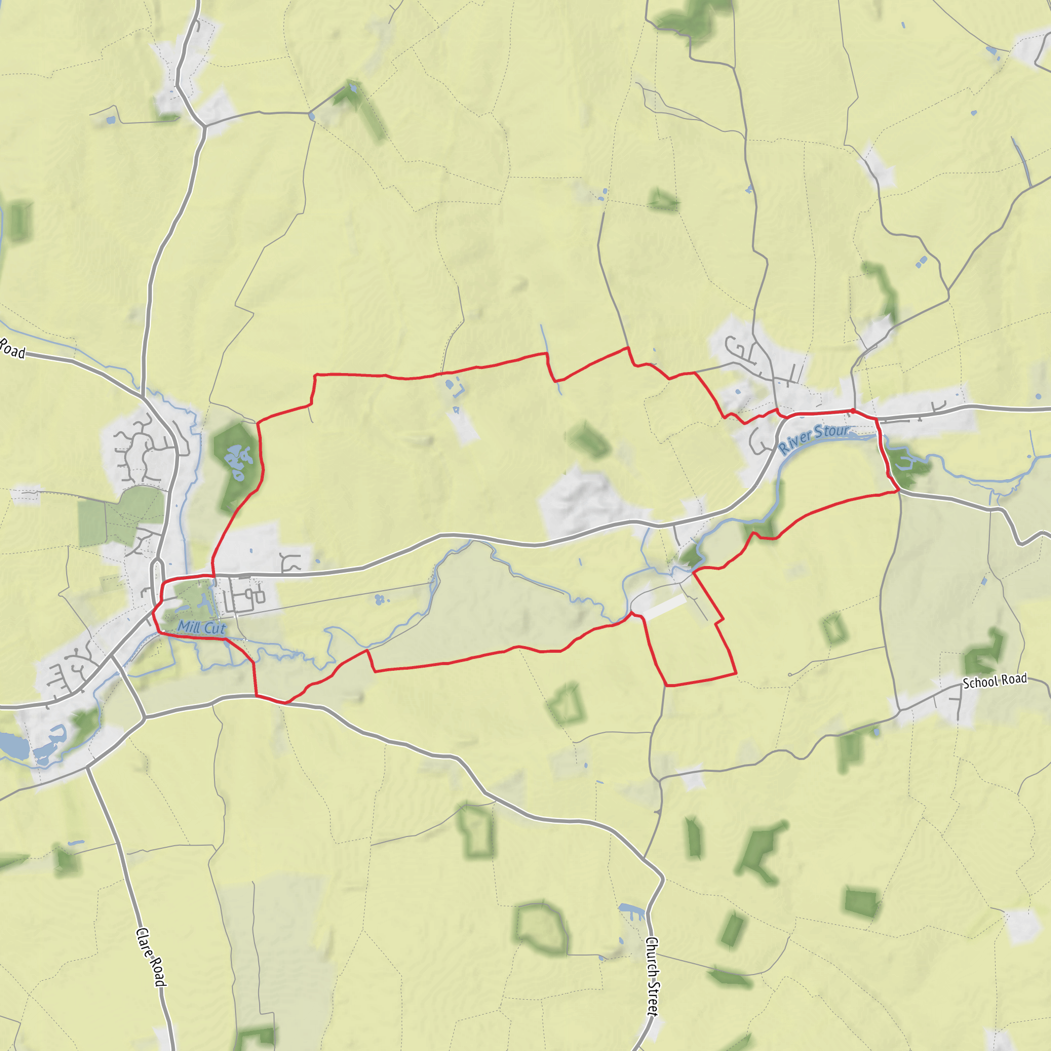 Pentlow Hill and Clare Castle Park Loop mobile static map