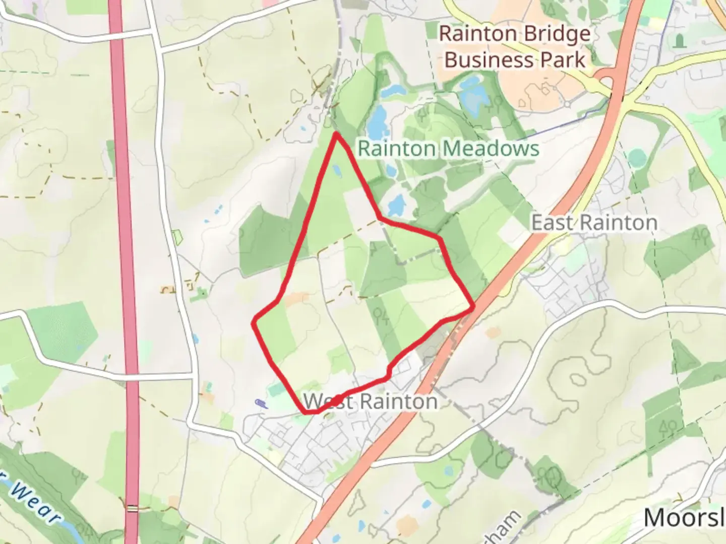 An image depicting the trail Longridge Wood and West Rainton Loop and its surrounding area.