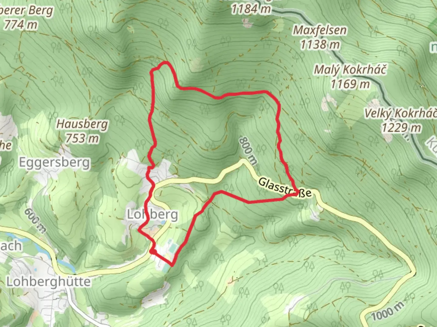 An image depicting the trail Osserhochstrasse Loop and its surrounding area.