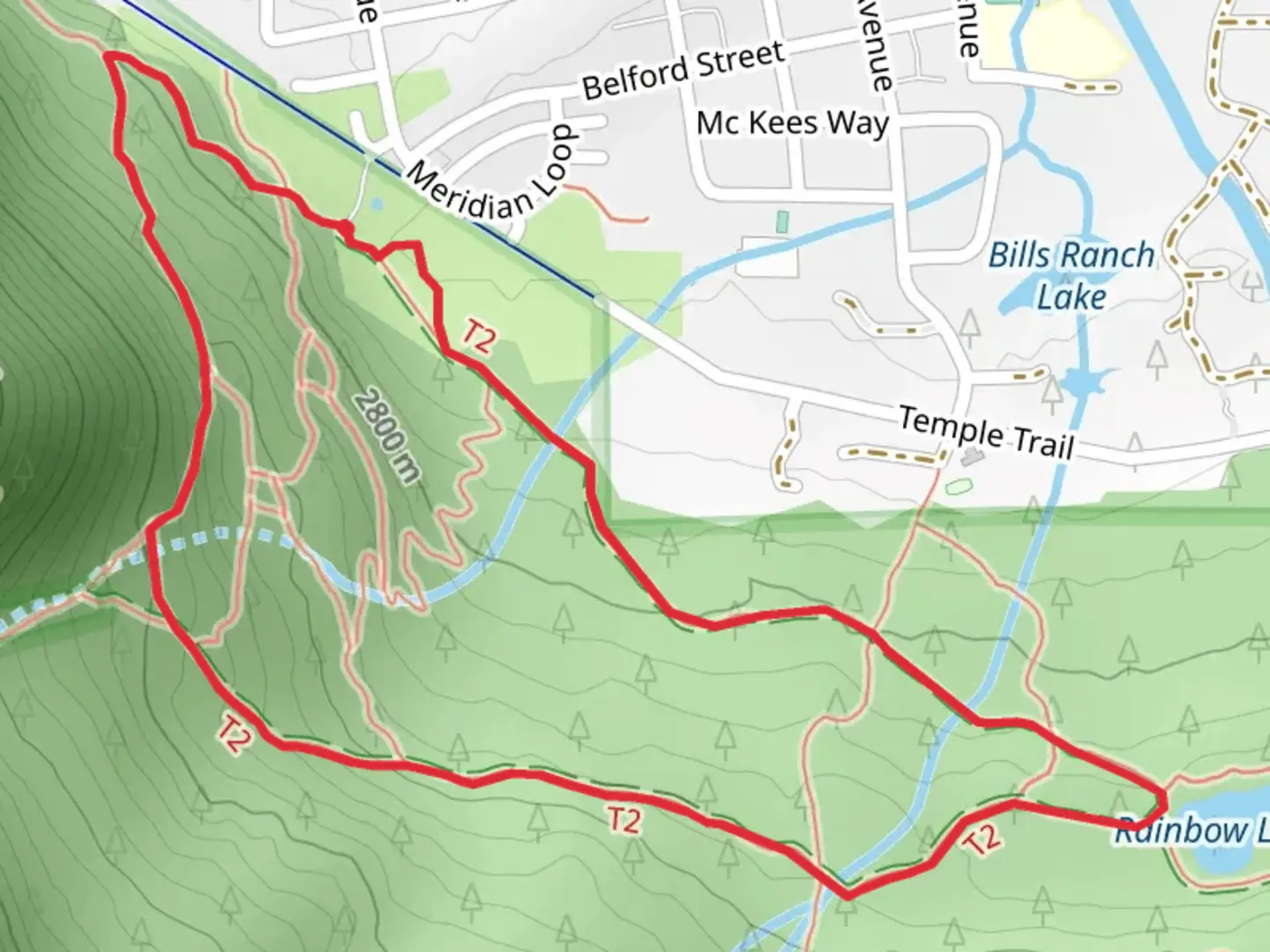 An image depicting the trail Rainbow Lake via Peaks and Masontown Loop Trail and its surrounding area.