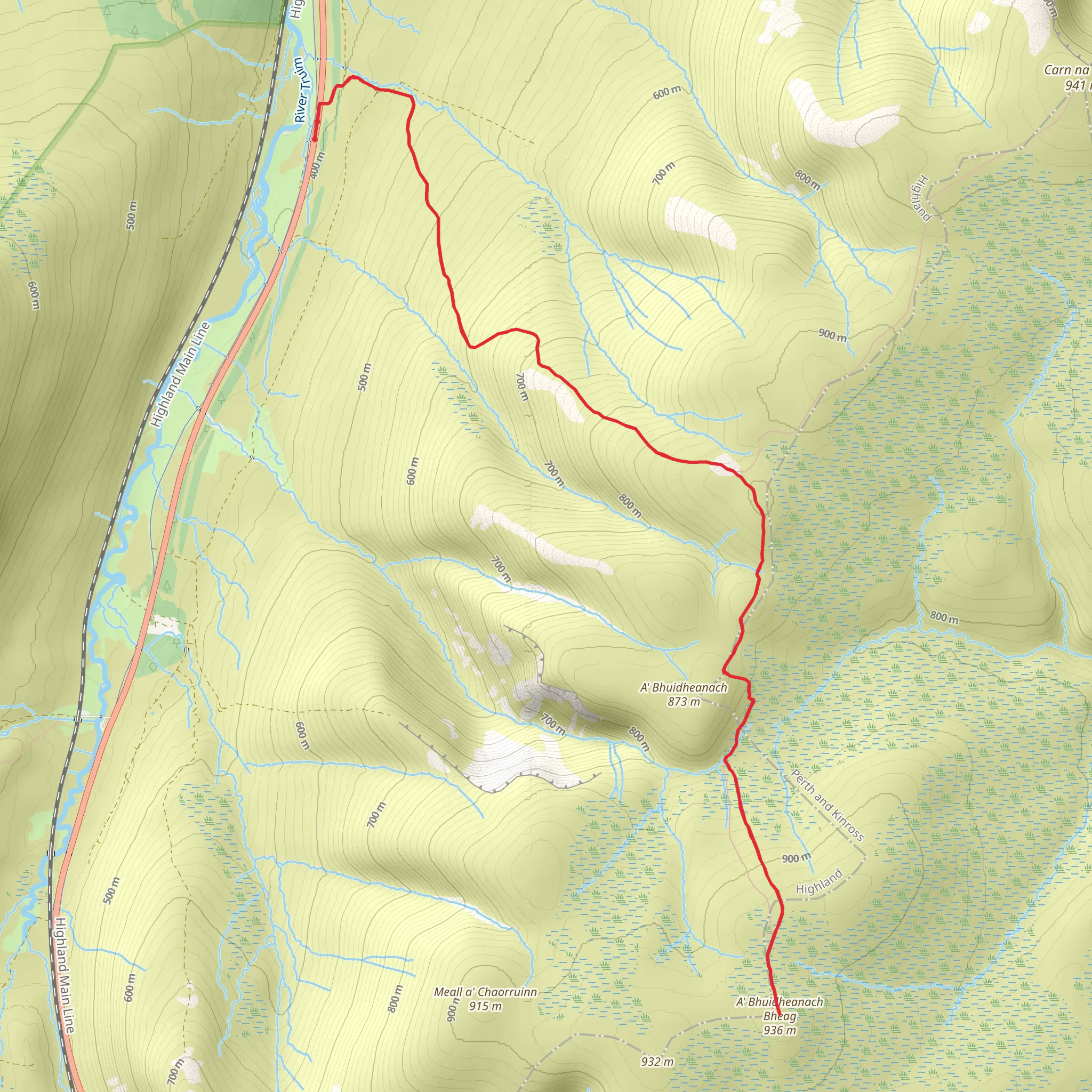 A' Bhuidheanach Bheag Walk mobile static map