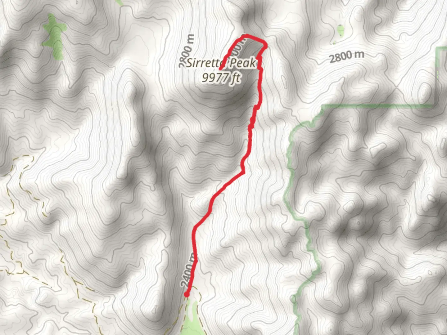 An image depicting the trail Sirretta Peak and Sirretta Pass Trail and its surrounding area.