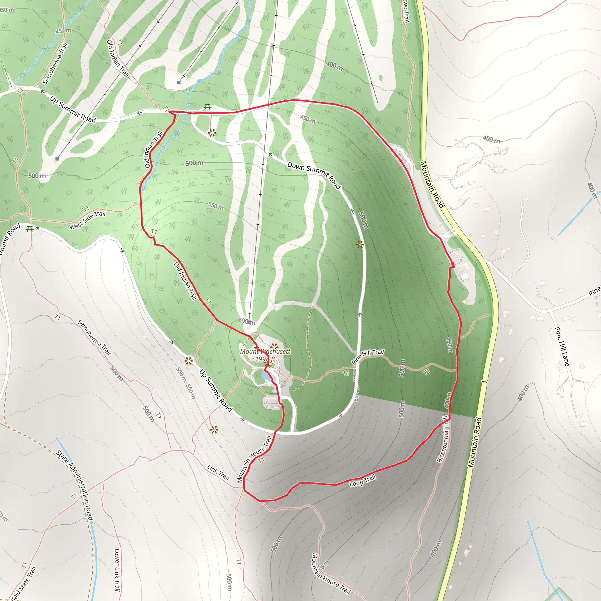 Mount Wachusett Loop from Mountain Road mobile static map
