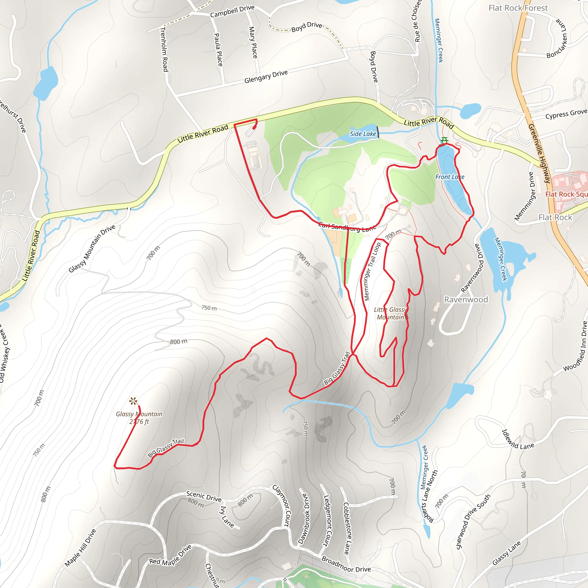 Little Glassy Mountain and Front Lake via Memminger Loop Trail mobile static map