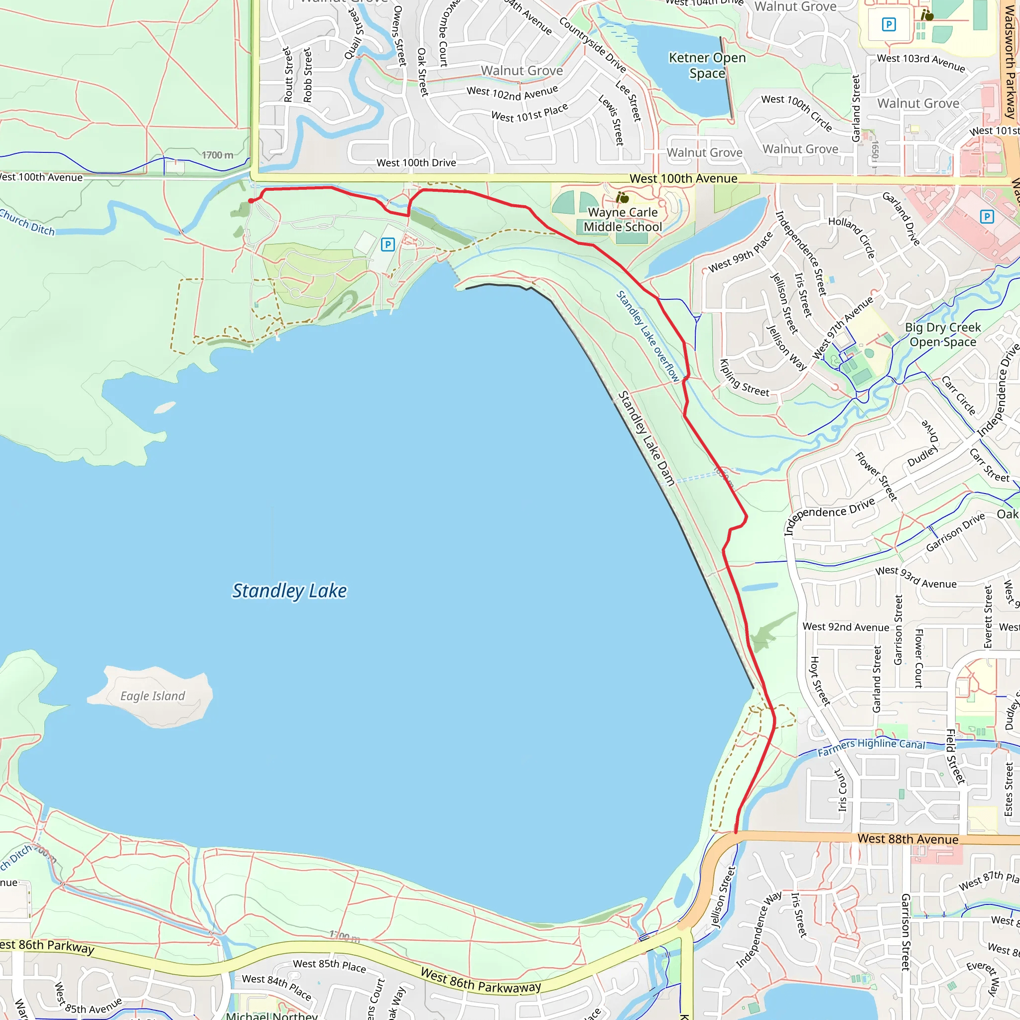 Standley Lake Trail mobile static map