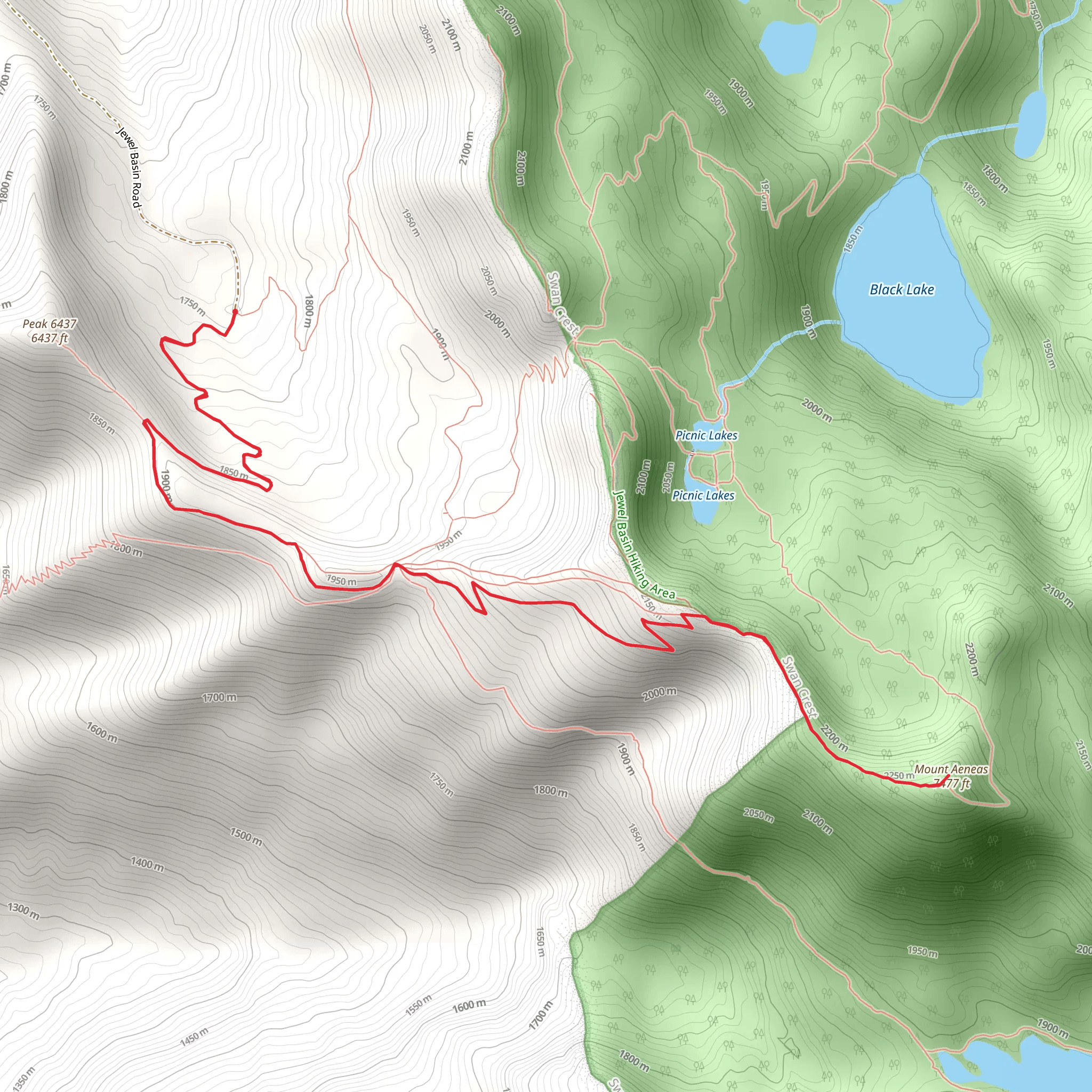 Mount Aeneas from Jewel Basin Road mobile static map