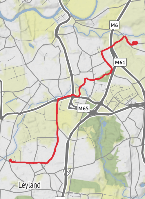 Hike from Higher Walton mobile static map