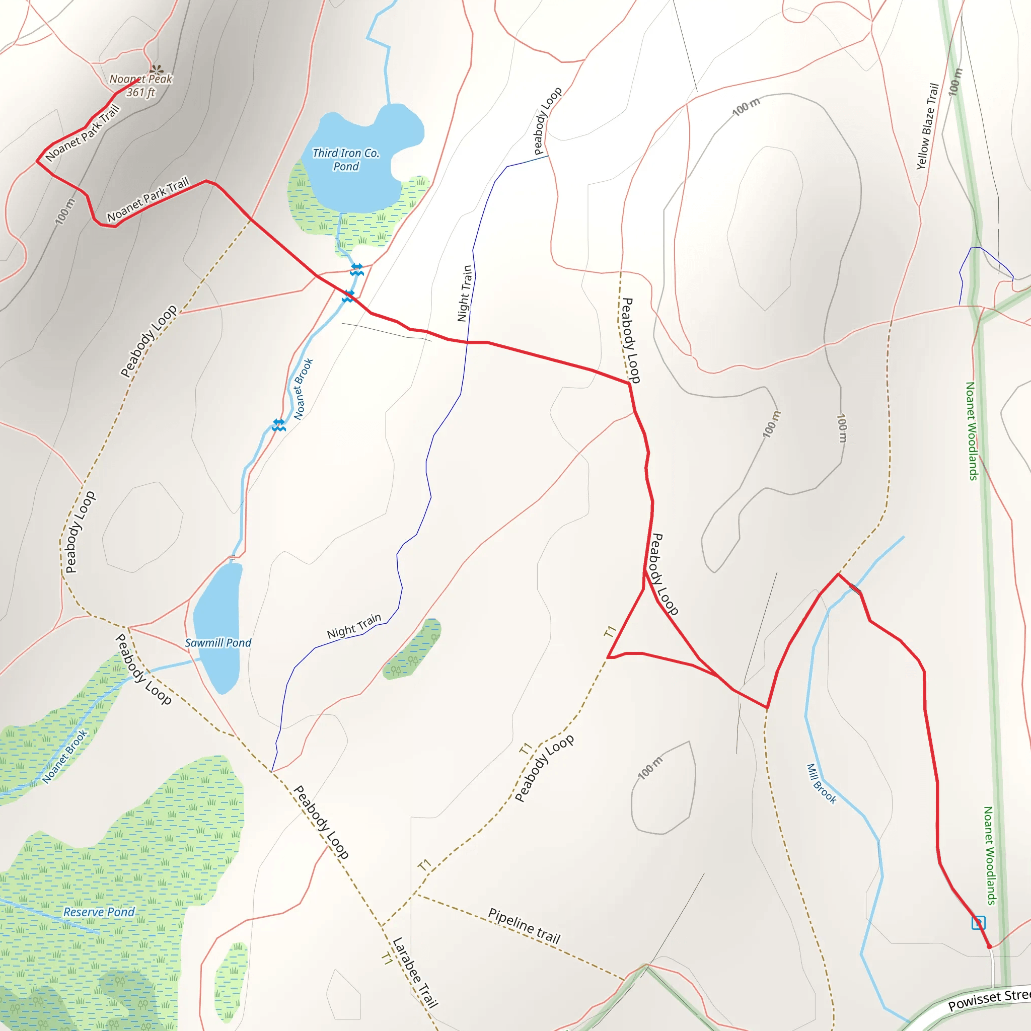 Powissett Peak Trail from Powisset Street mobile static map
