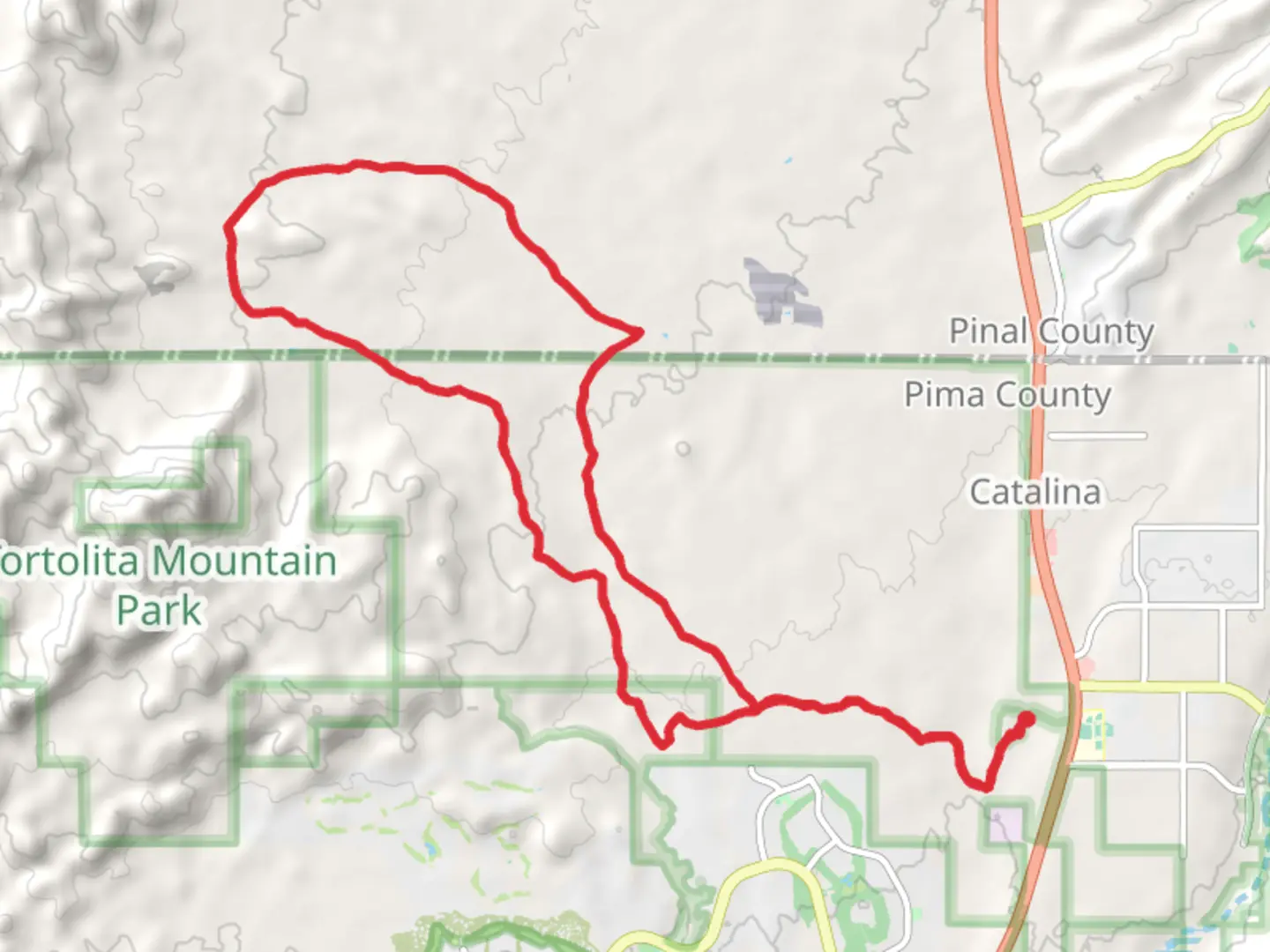 An image depicting the trail Batamote Wash and Sausaulito Creek Loop and its surrounding area.