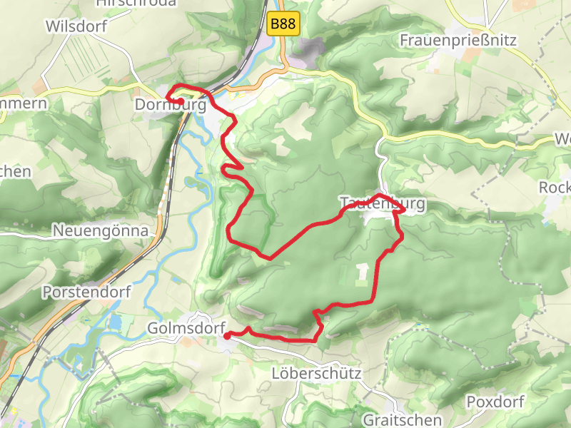 Beutnitz to Dornburg via Touringen Stempelstelle and Sophiemterrassen