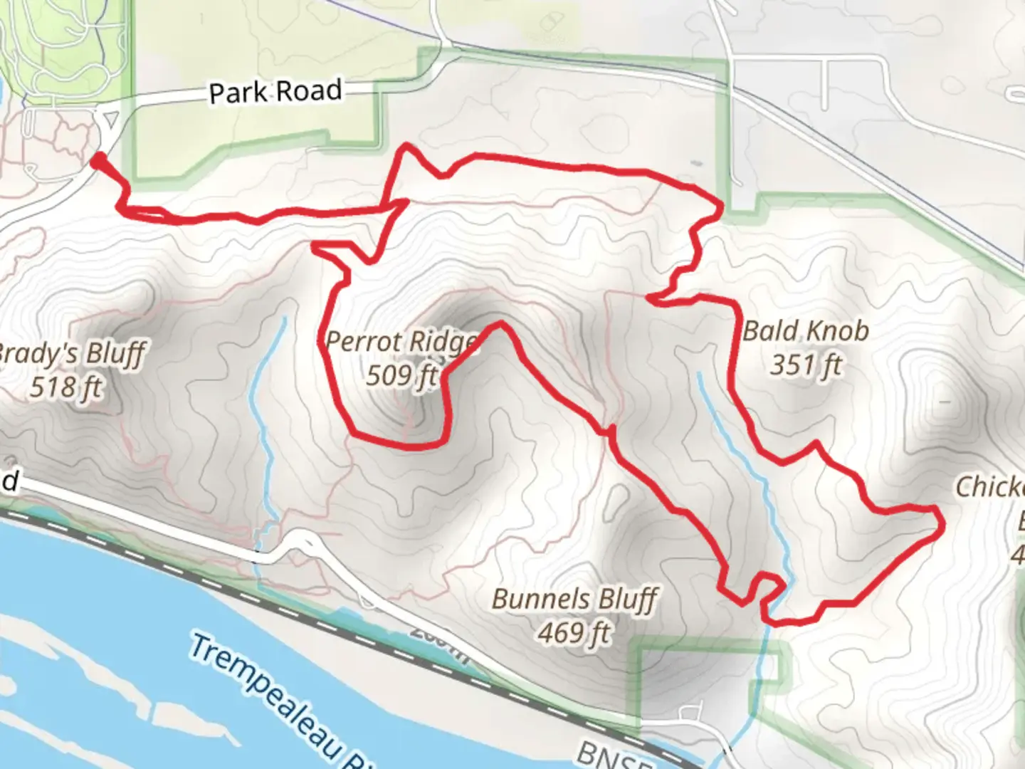 An image depicting the trail Deer Me Run, reed's Run and Sitzmark Run Loop and its surrounding area.