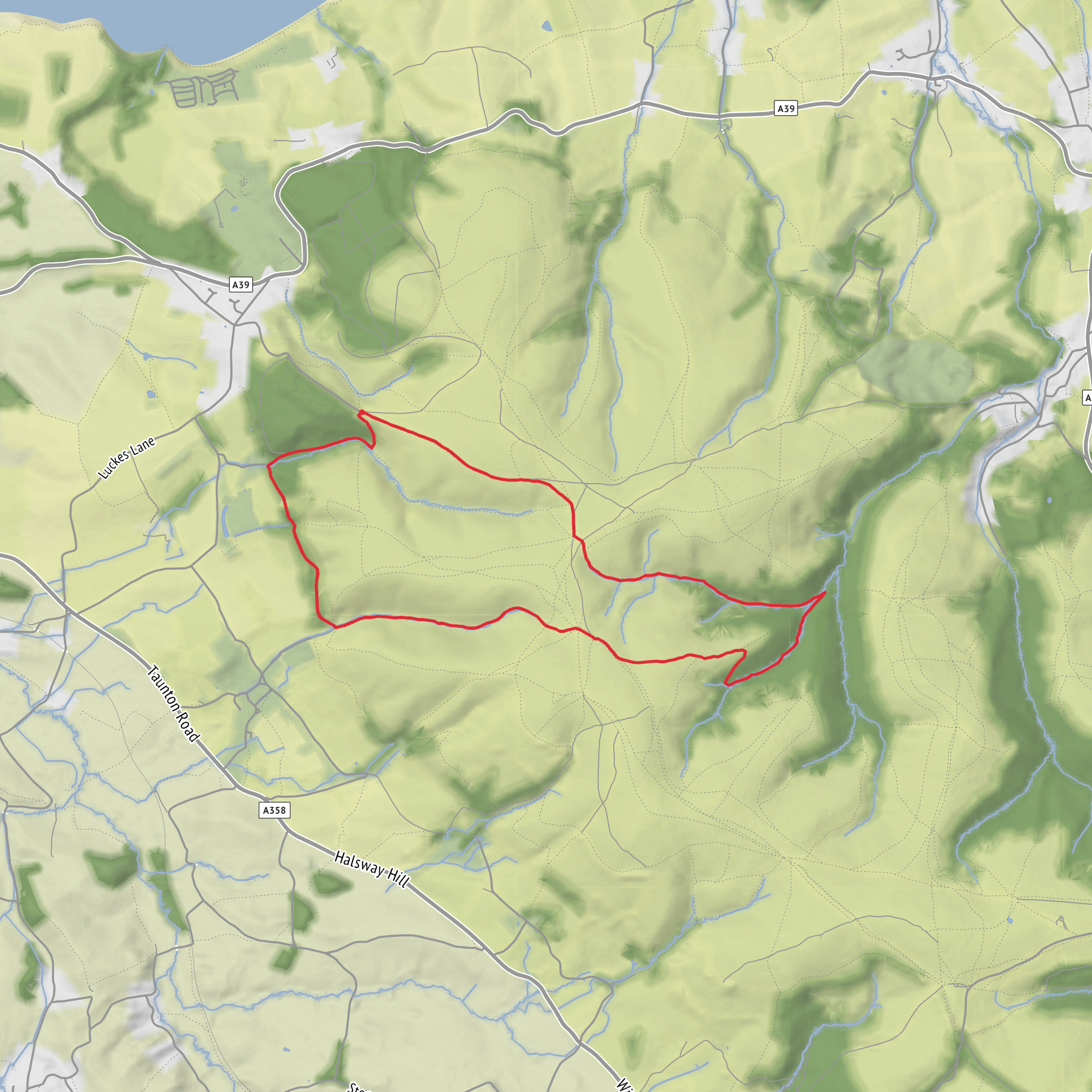 Beacon Hill, Lady's Edge, Black Ball Hill and Bicknoller Combe Loop mobile static map