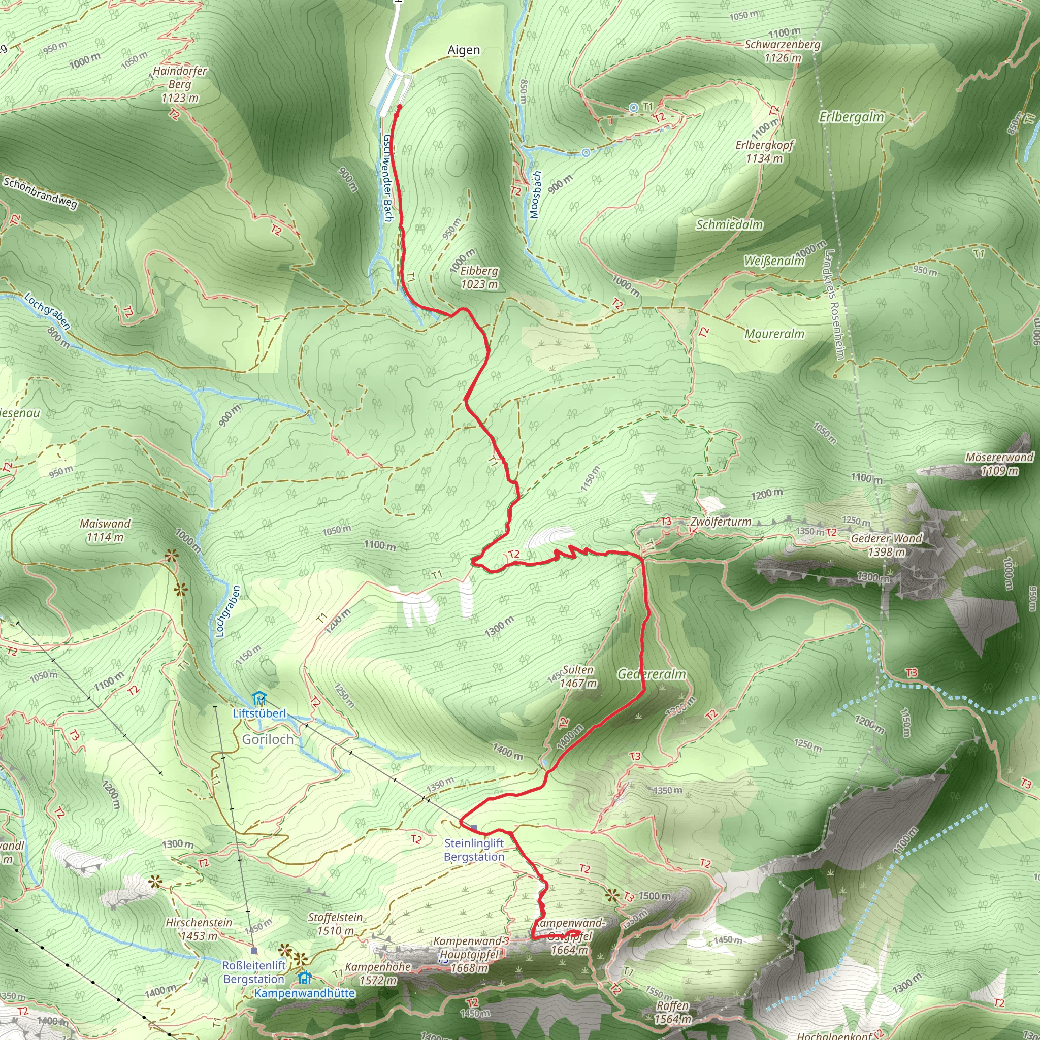 Sultensattel and Kampenwand-Ostgipfel Peak Walk mobile static map
