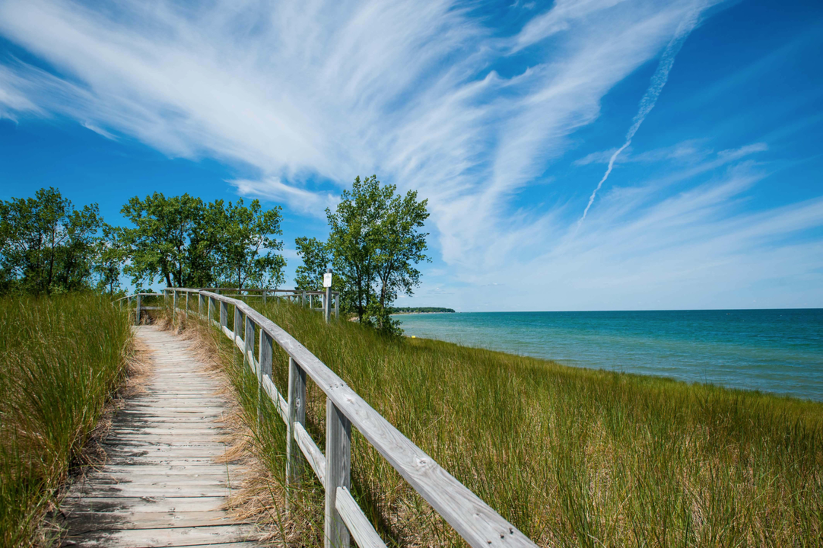 An image depicting the trail Port Crescent State Park Loop and its surrounding area.