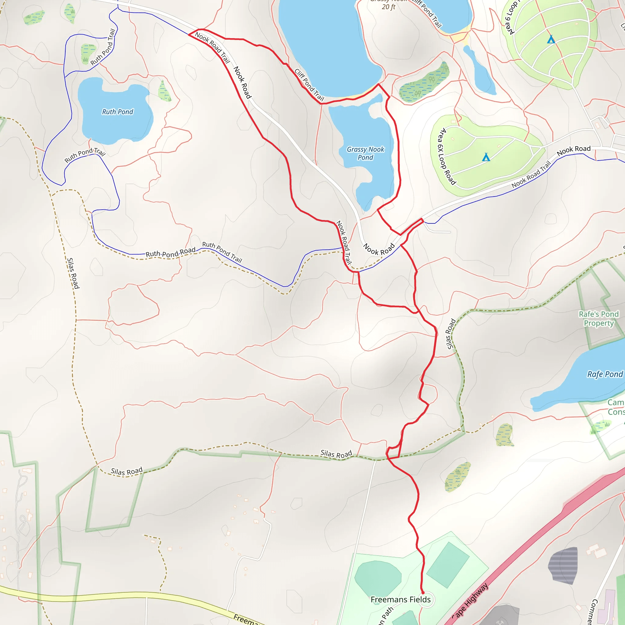 Grassy Nook Pond and Deer Park Trail Loop mobile static map