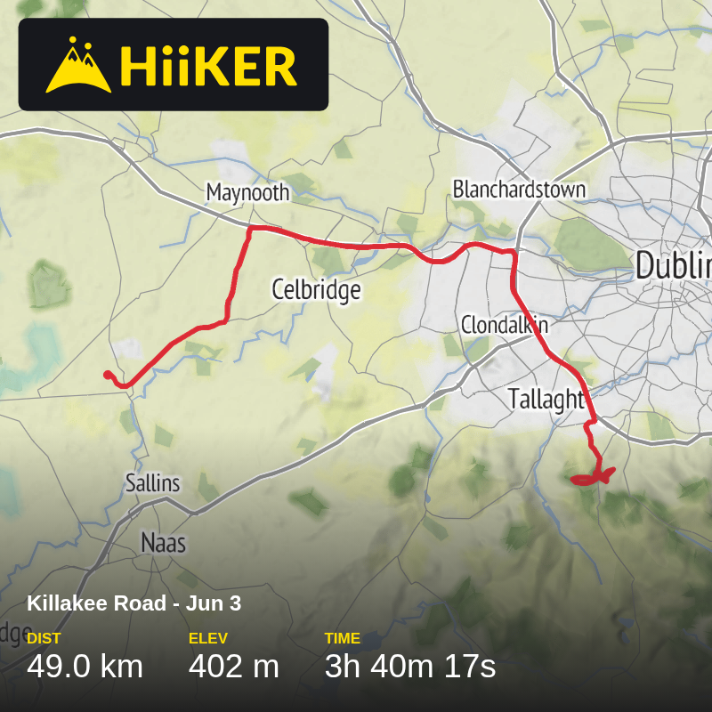 A map preview of the recording Killakee Road - Jun 3.