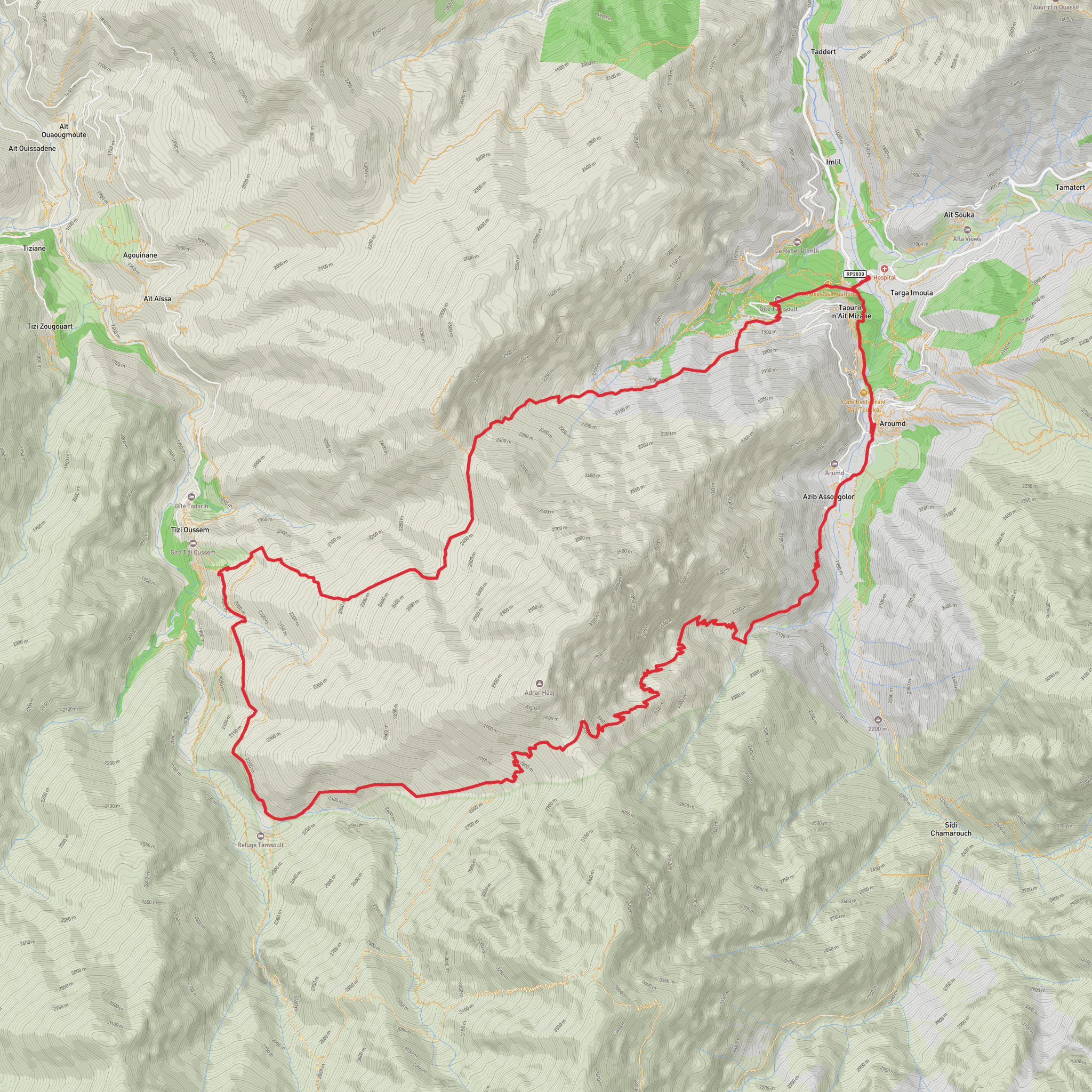Imlil - Tizi Oussem Loop mobile static map