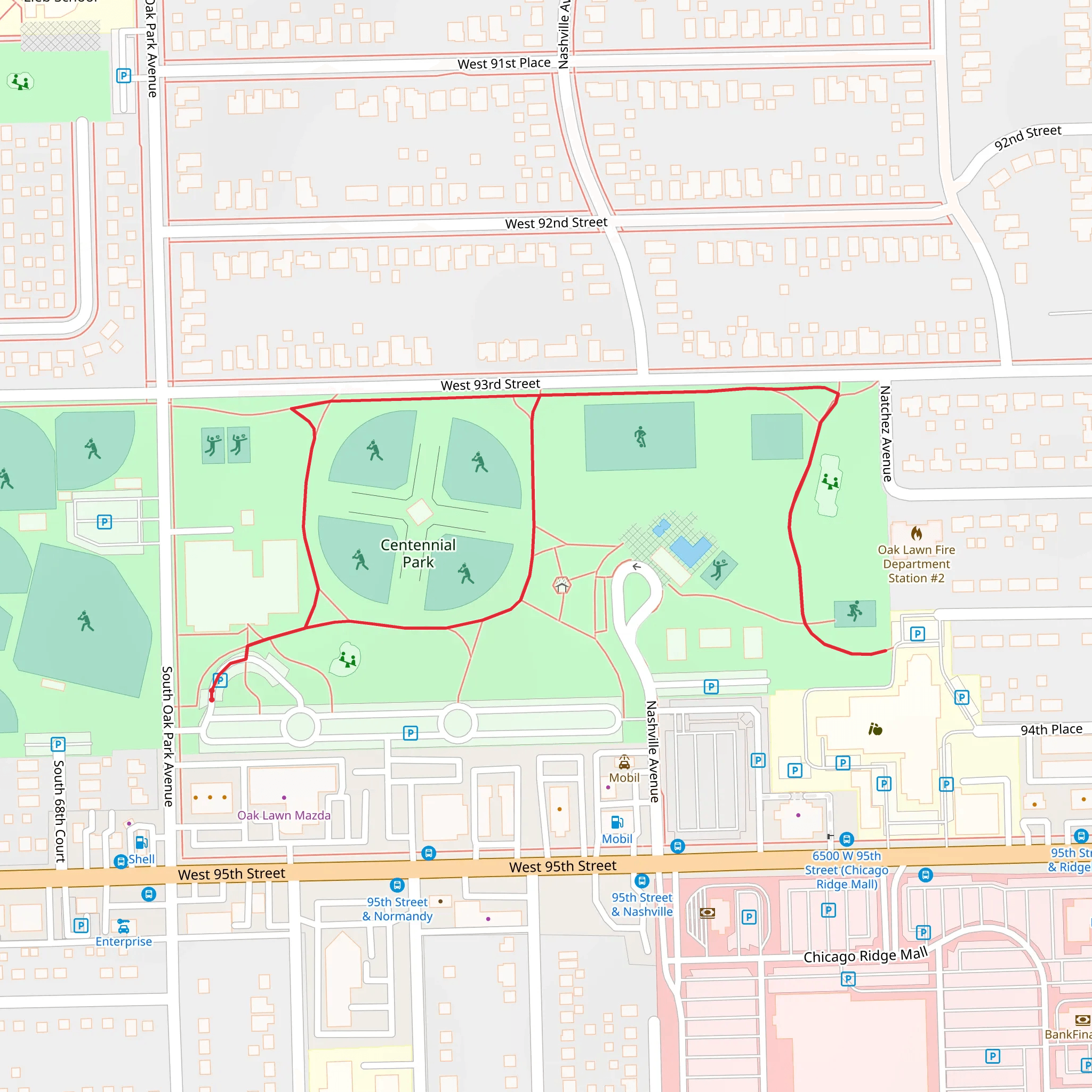 Centennial Park Walk mobile static map