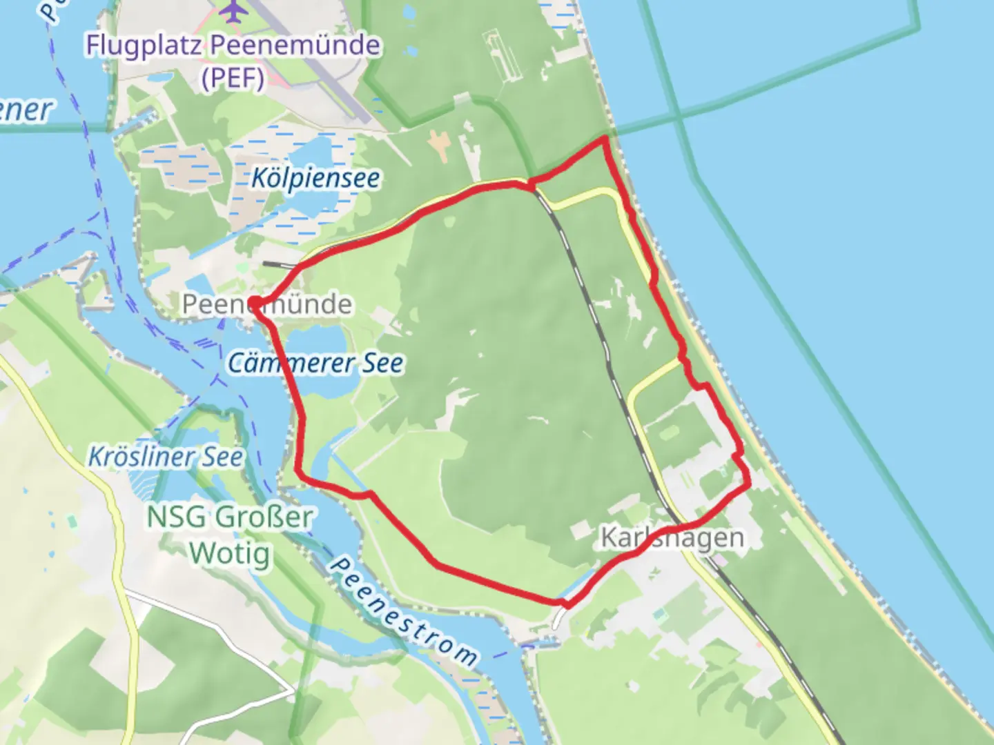 An image depicting the trail Cämmerer See and Piese Loop and its surrounding area.