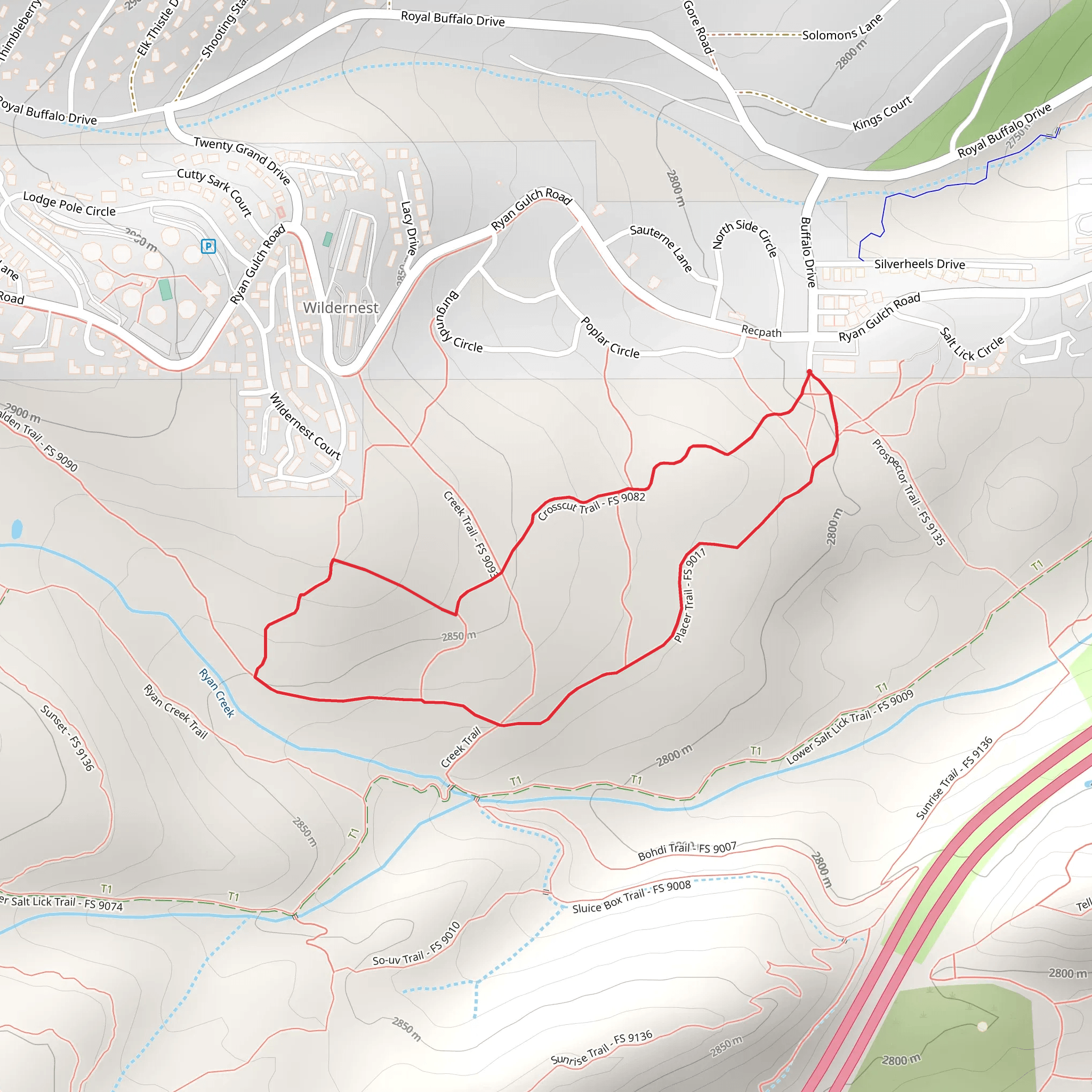 Placer and Crosscut Loop Trail mobile static map