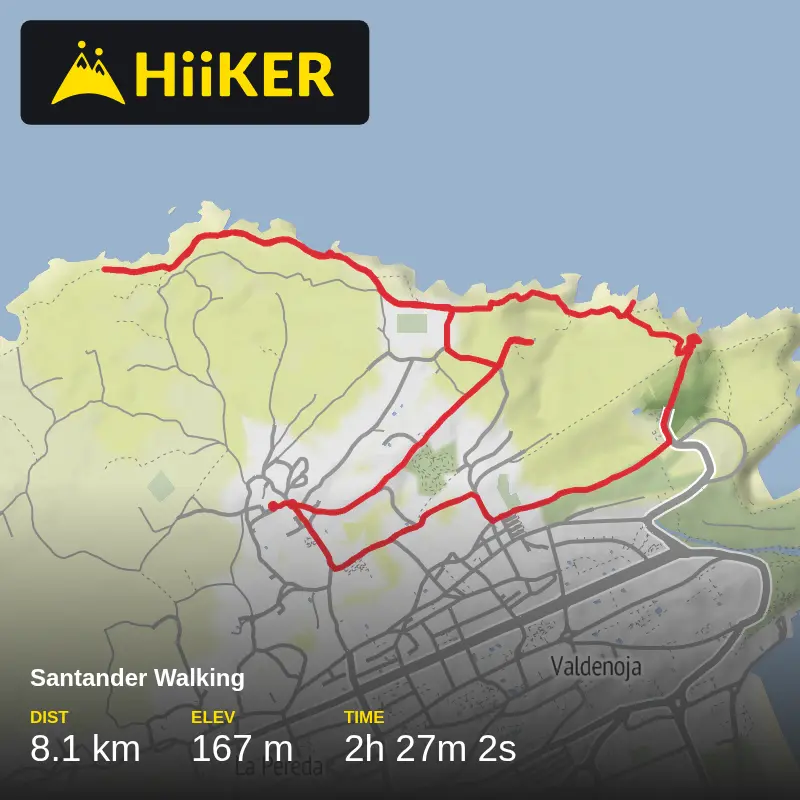 A map preview of the recording Santander Walking.
