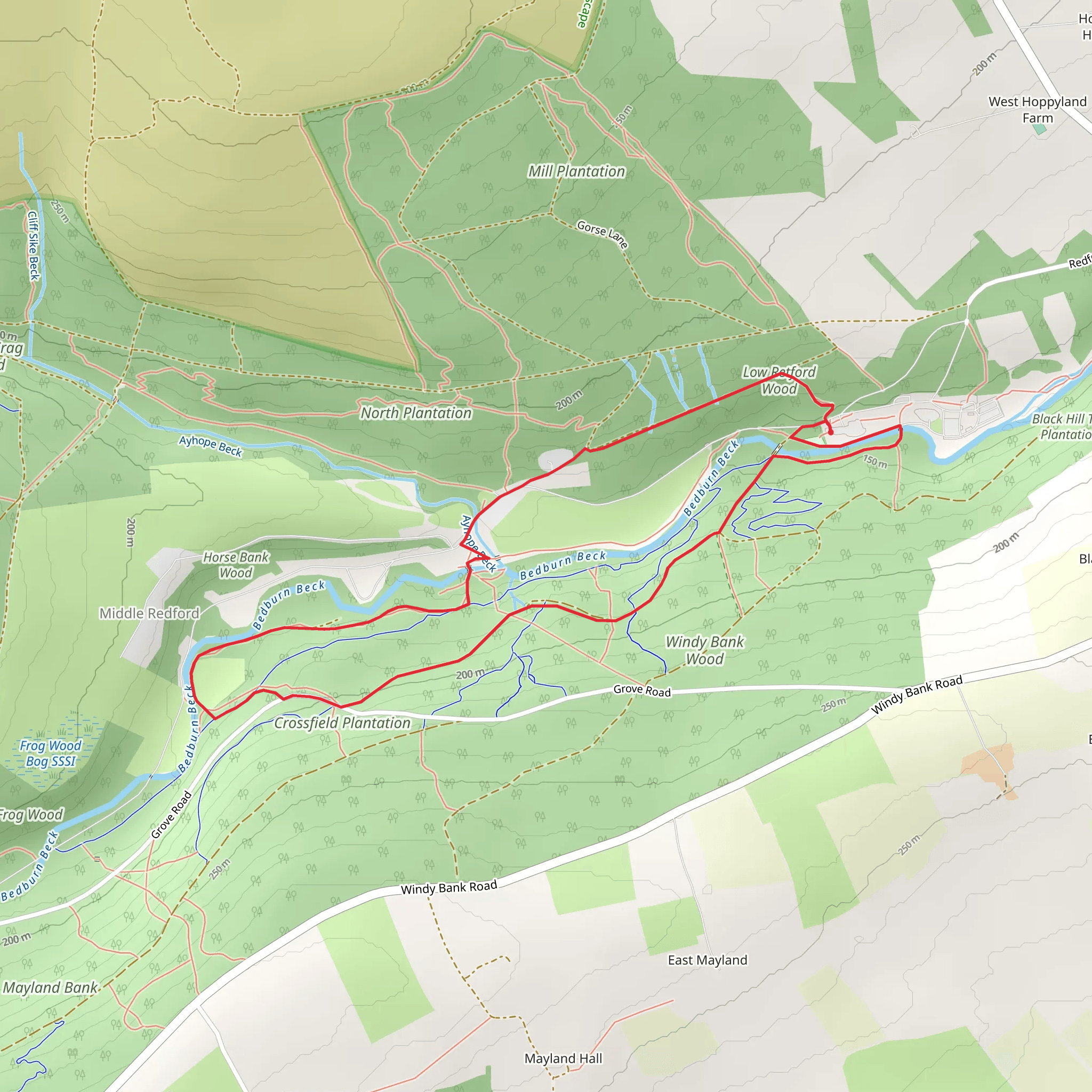 Bedburn Beck Streamside Loop - Middle Redford mobile static map