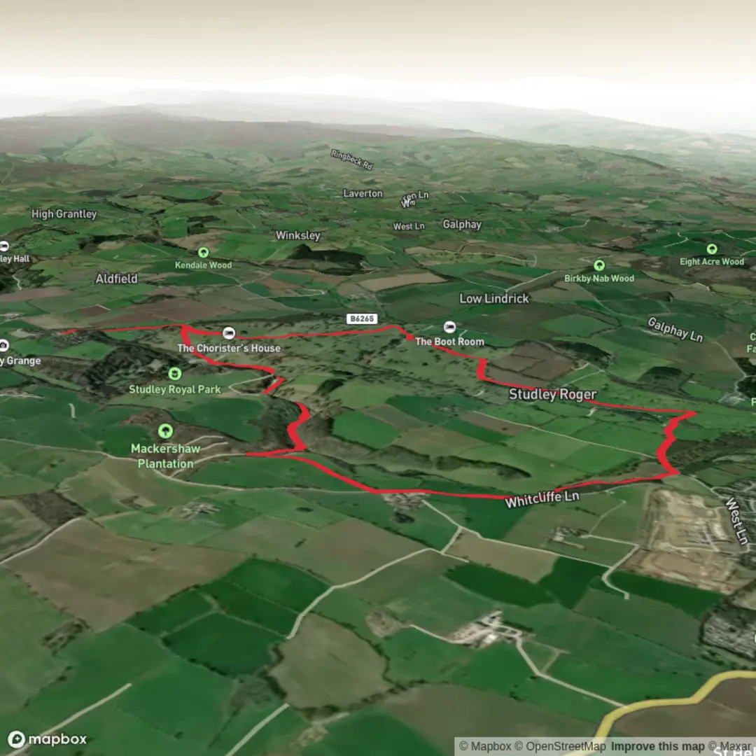 An image depicting the trail Fountains Abbey And Studley Royal Water Garden and its surrounding area.