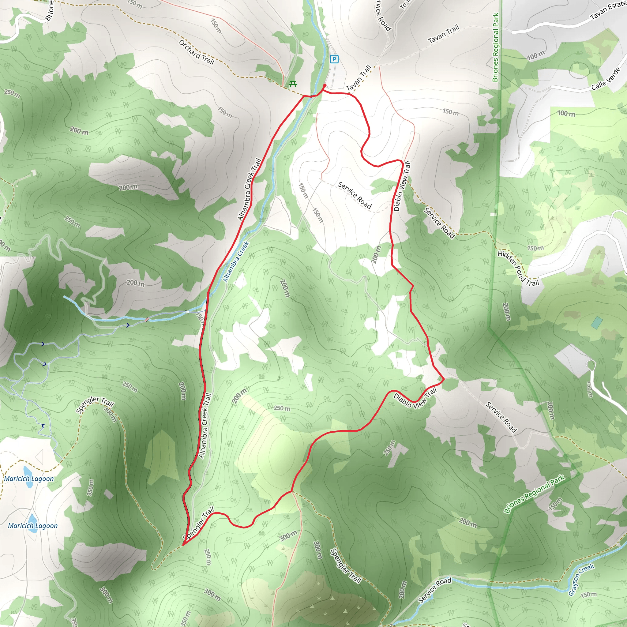 Diablo View and Alhambra Creek Loop Trail mobile static map