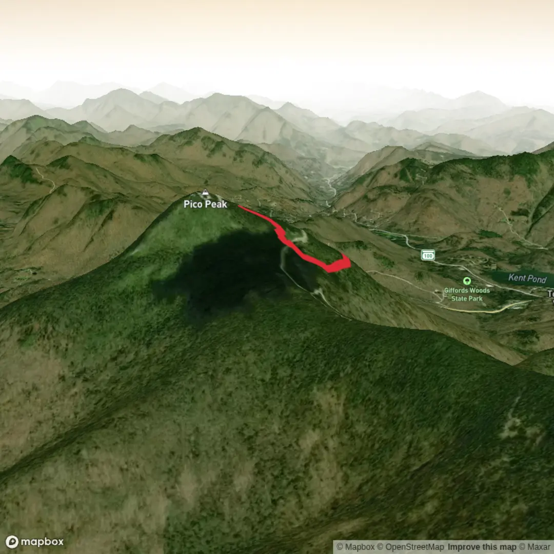 An image depicting the trail Pico Peak via Sherburne Pass Trail and its surrounding area.